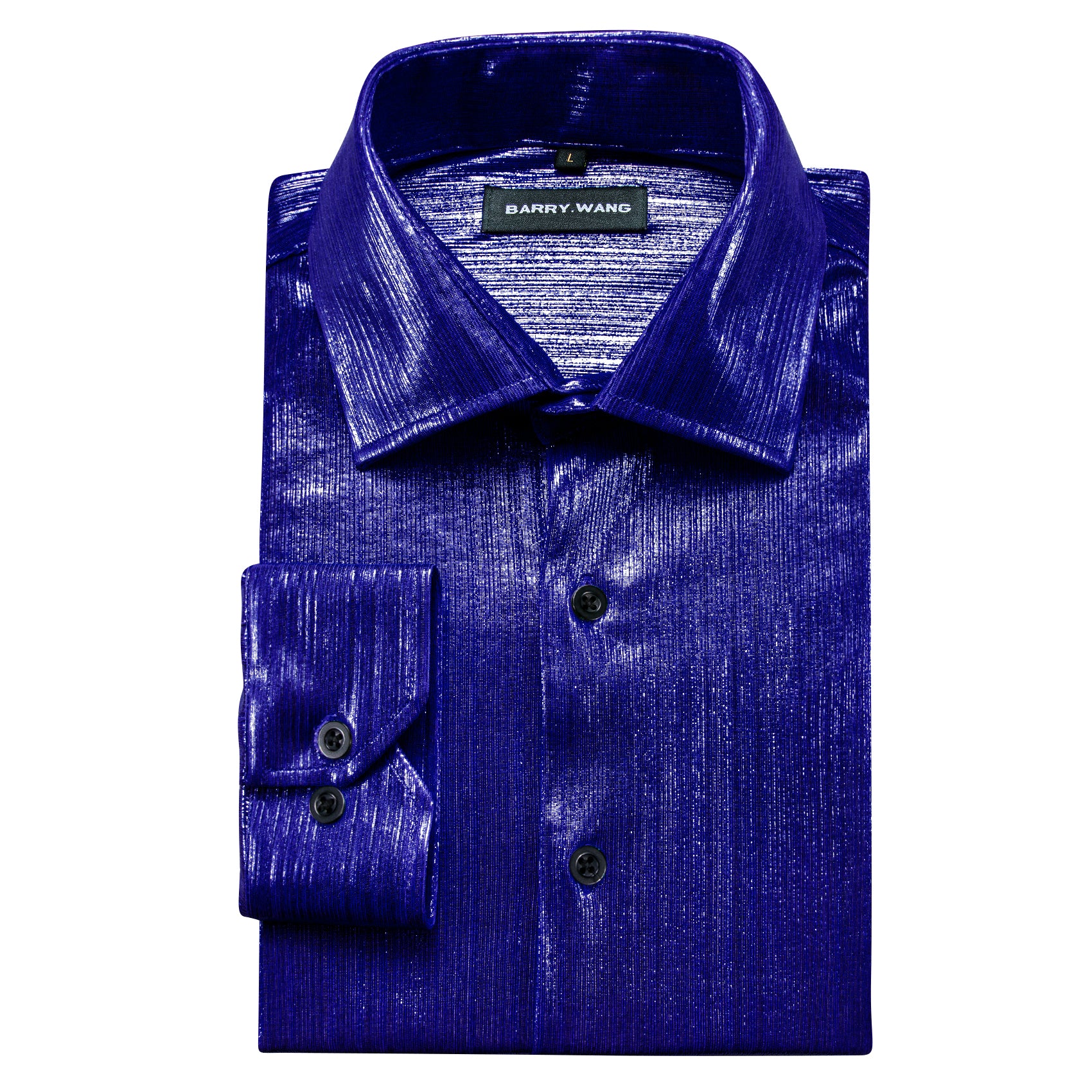 Barry.wang Sapphire Blue Solid Silk Shirt