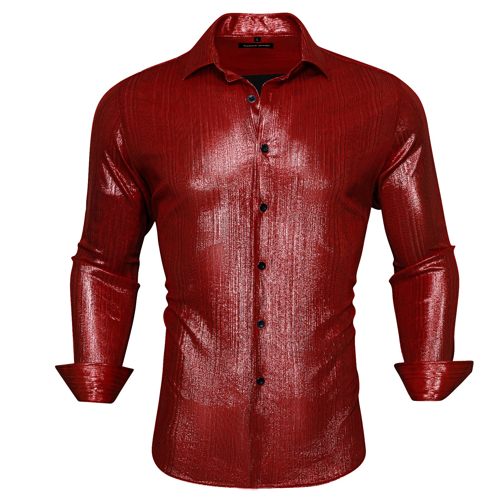Barry.wang Brick Red Solid Silk Shirt
