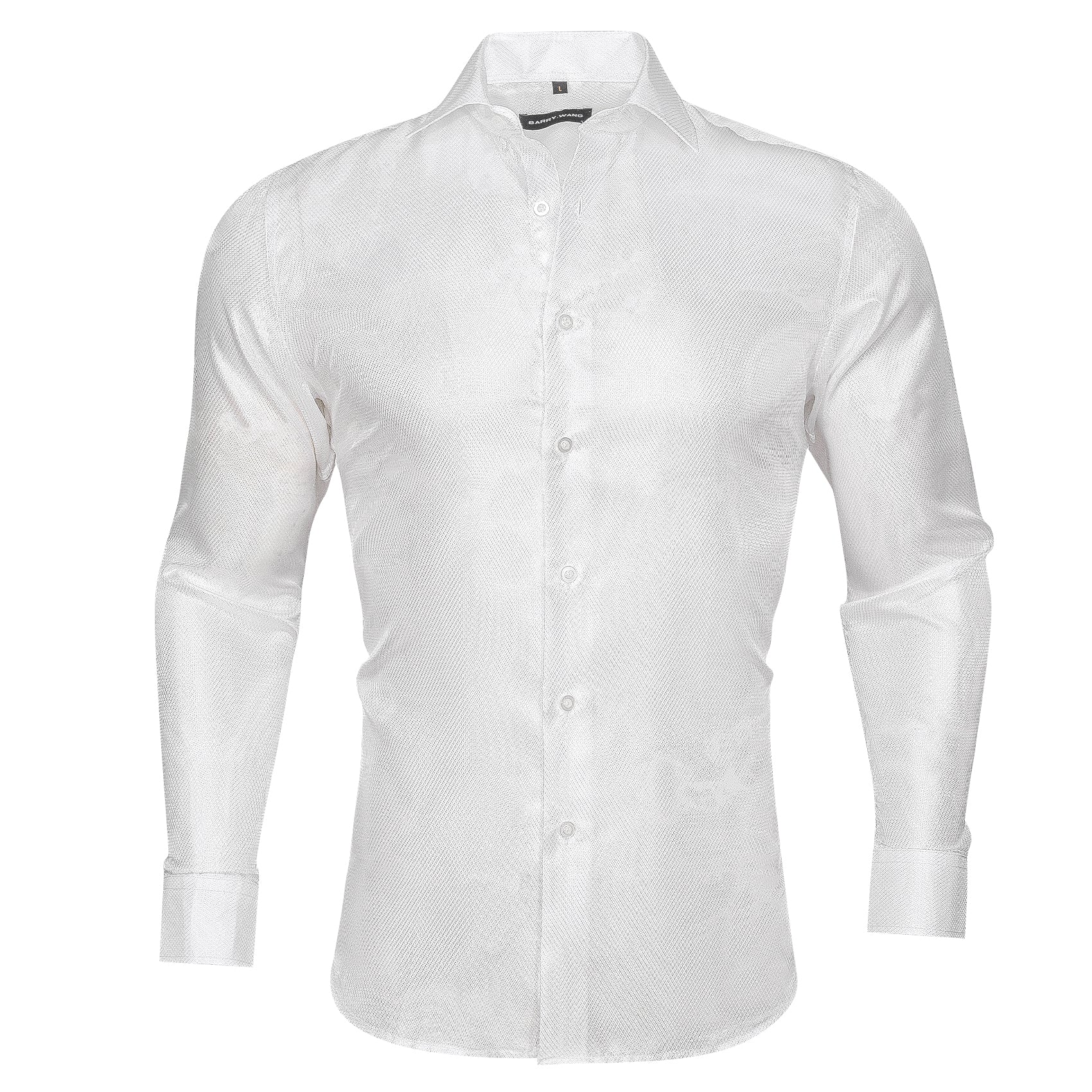 Barry.wang Luxury White Solid Silk Shirt