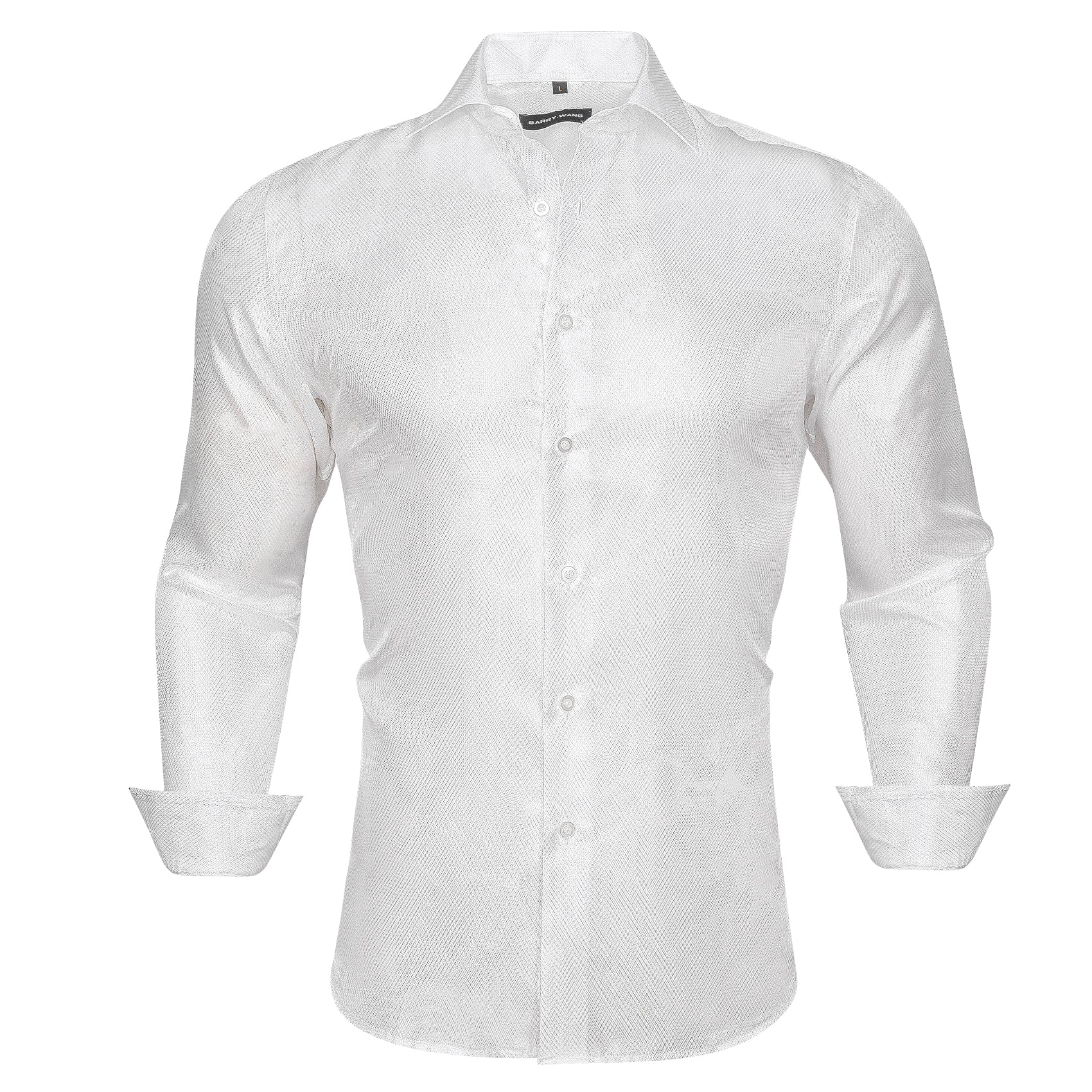 Barry.wang Luxury White Solid Silk Shirt