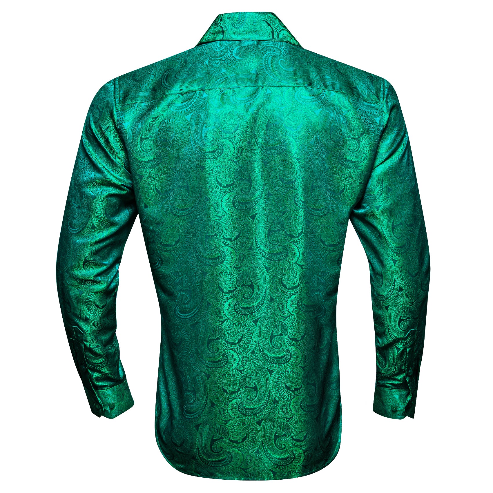 Barry.wang Pale Green Paisley Silk Men's Shirt