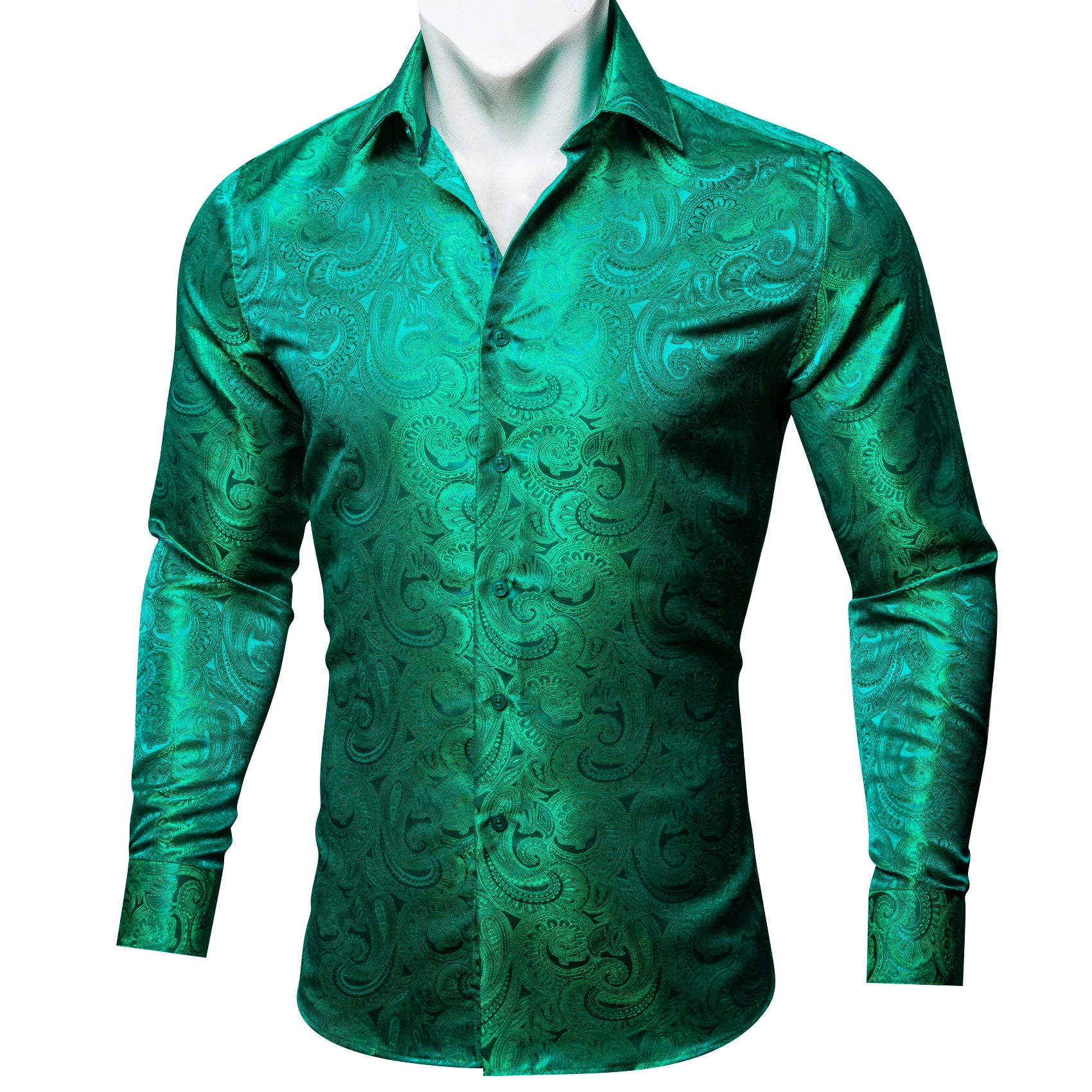 men's dress casual shirts Dark green paisley shirt 