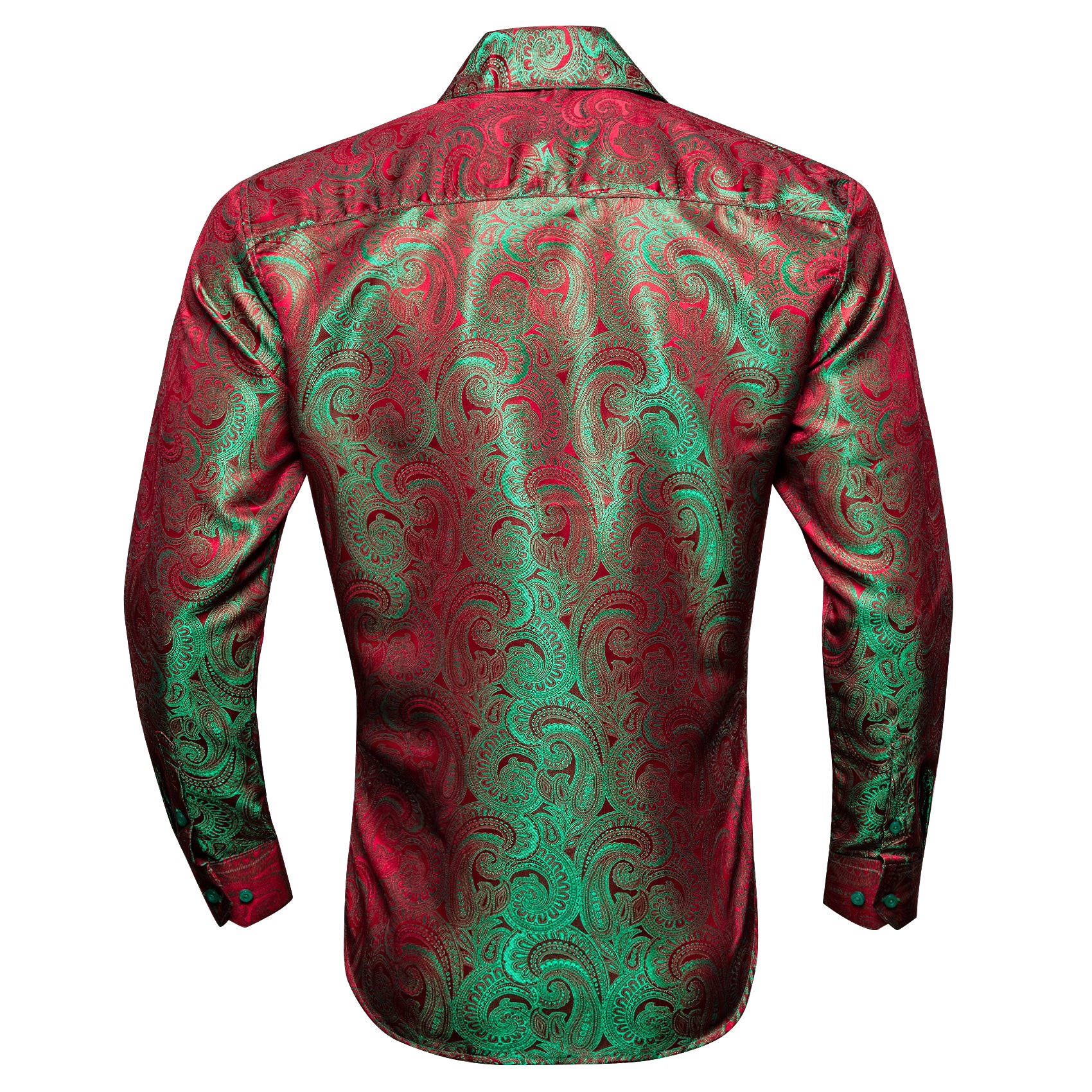 Barry.wang Green Red Silk Paisley Shirt