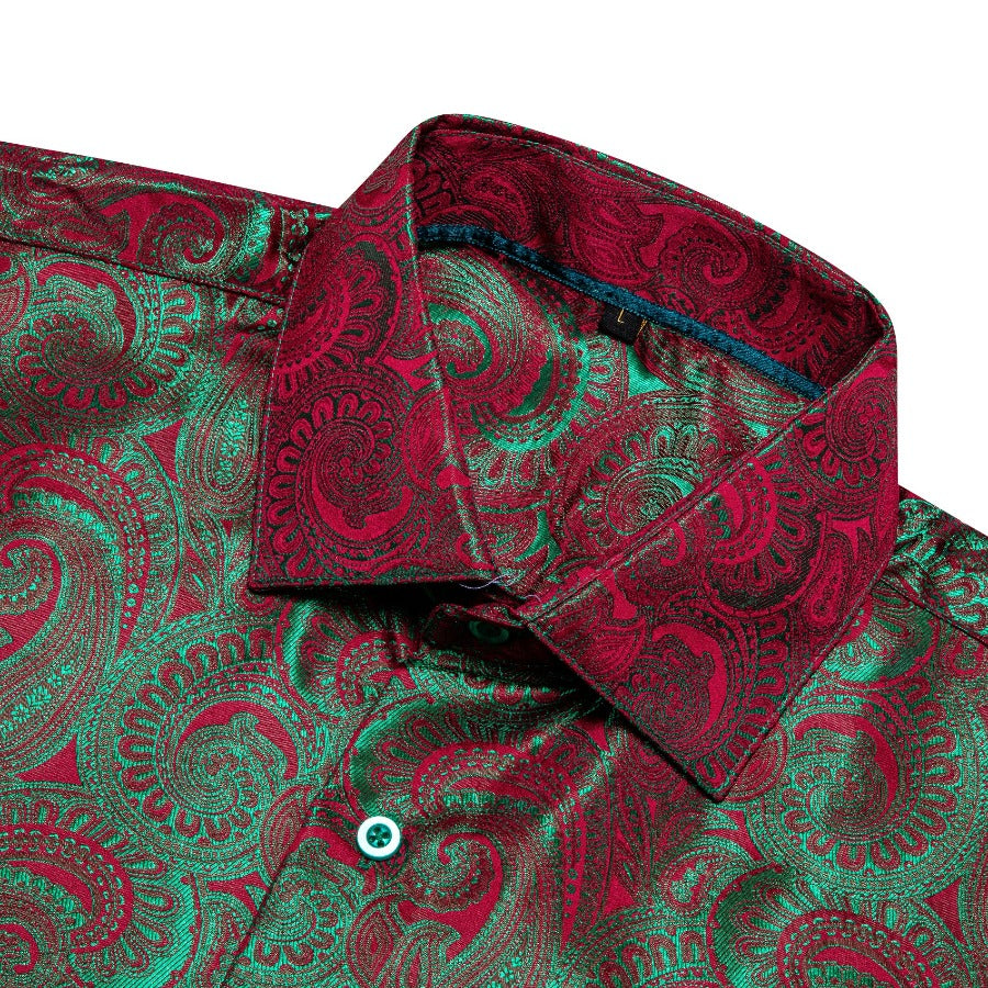 Barry. Wang Mens Paisley Dress Shirt Green Red 70s Disco Long Sleeve Button Down Shirt, M Barry. Wang Mens Paisley Dress Shirt Green Red 70s Disco Long Sleeve Button Down Shirt, M