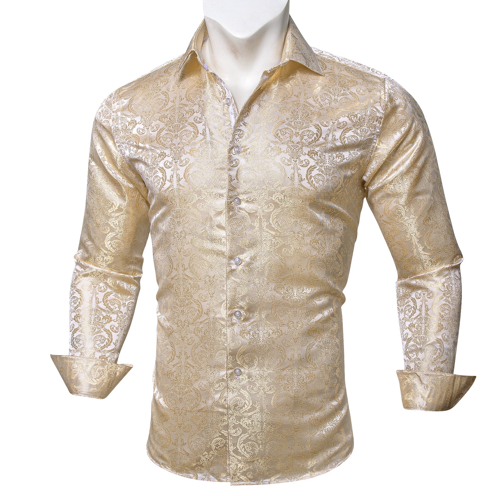 Barry.wang Cream Yellow Paisley Silk Shirt