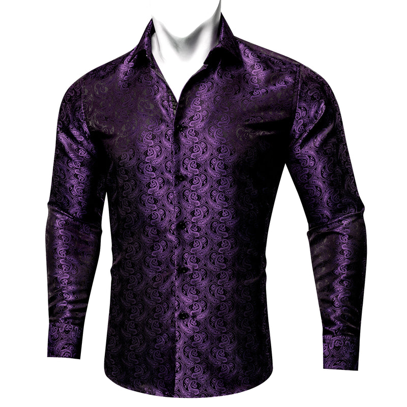 Barry.wang Luxury Amaranth Purpley Paisle Silk Shirt – BarryWang