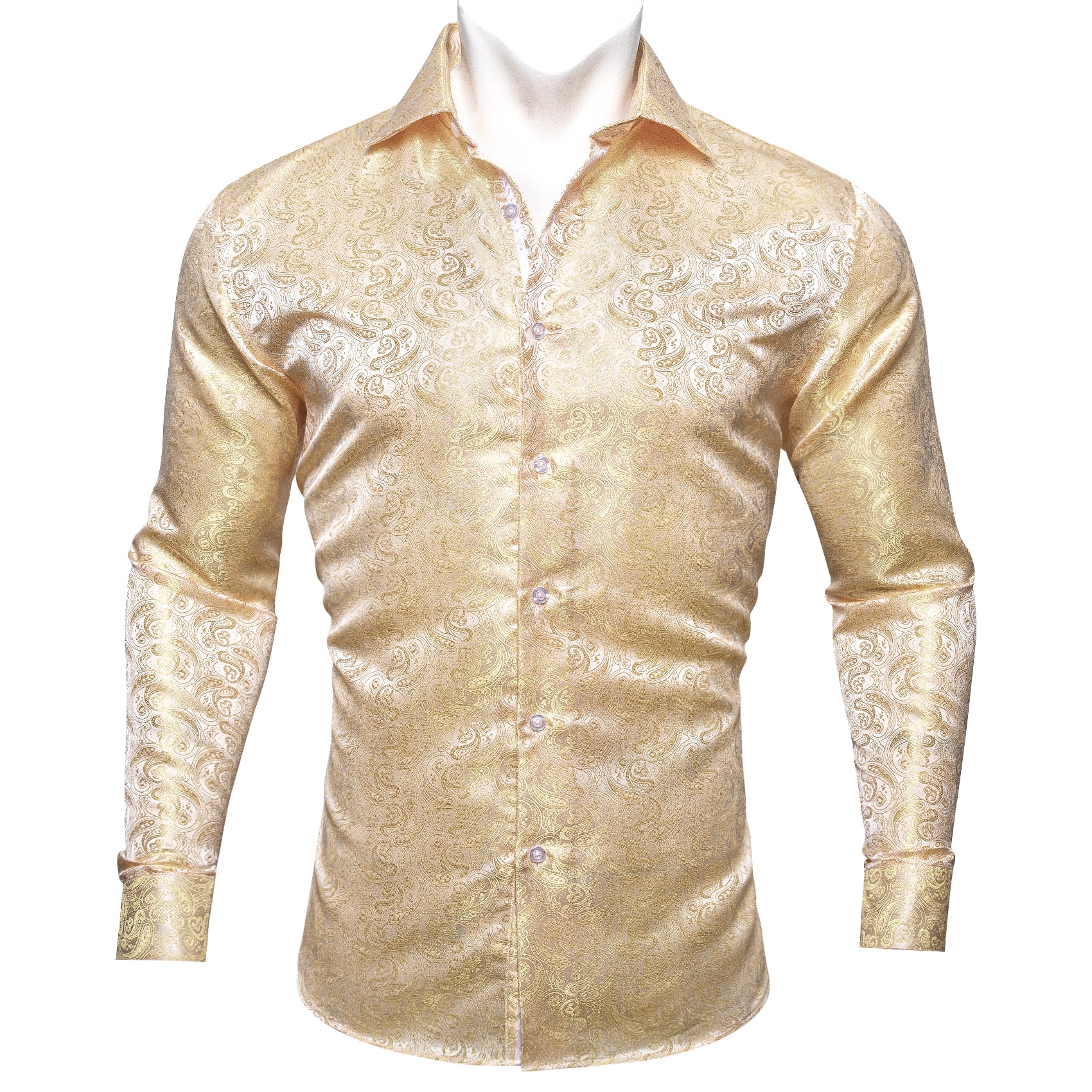 Barry.wang Light Yellow Paisley Silk Shirt