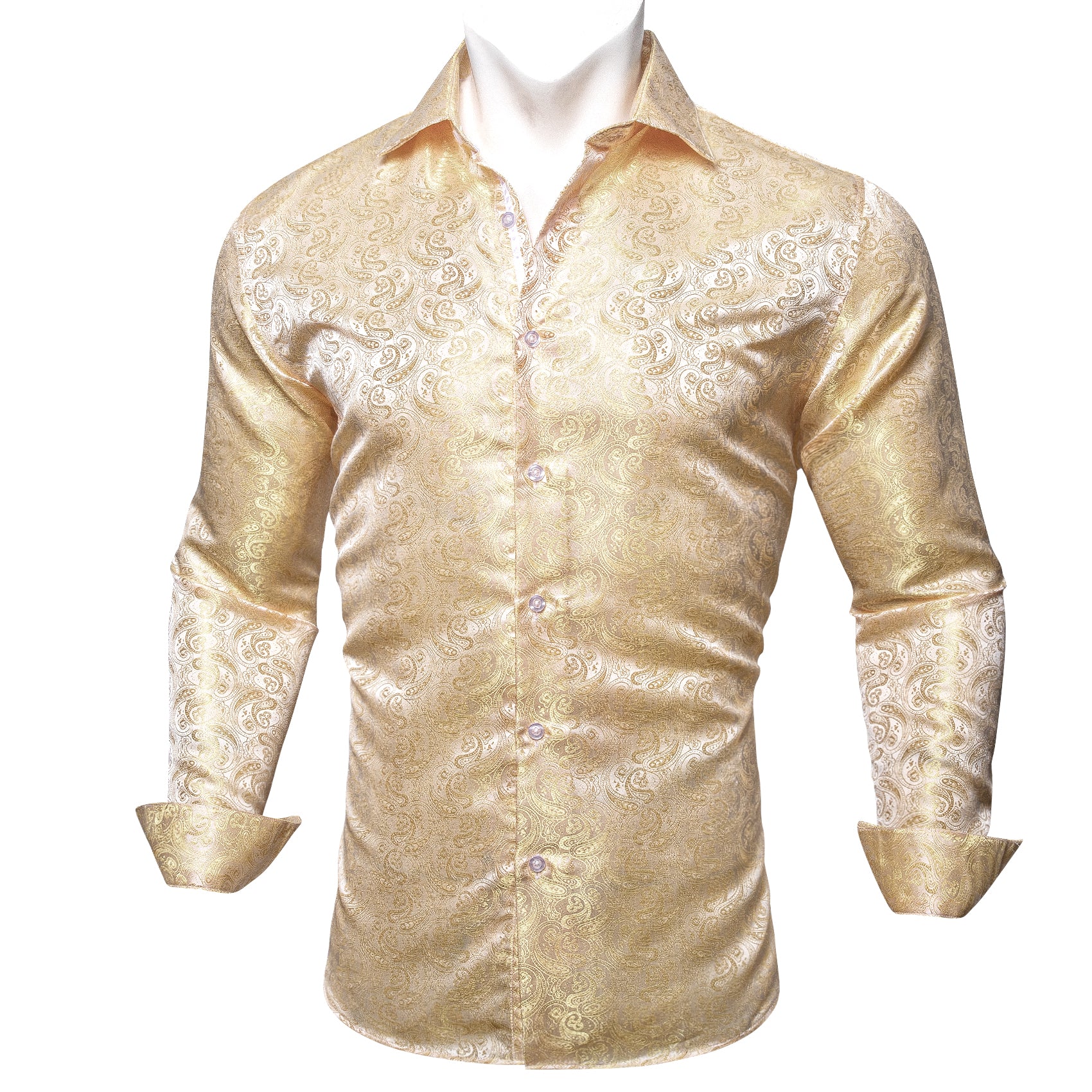 Barry.wang Light Yellow Paisley Silk Shirt