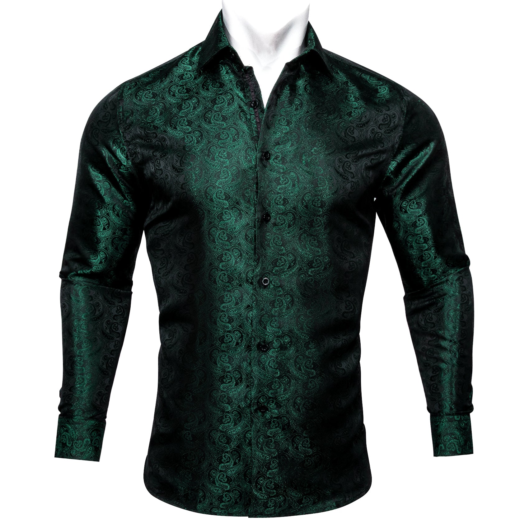 Green Paisley Men's Silk Shirt