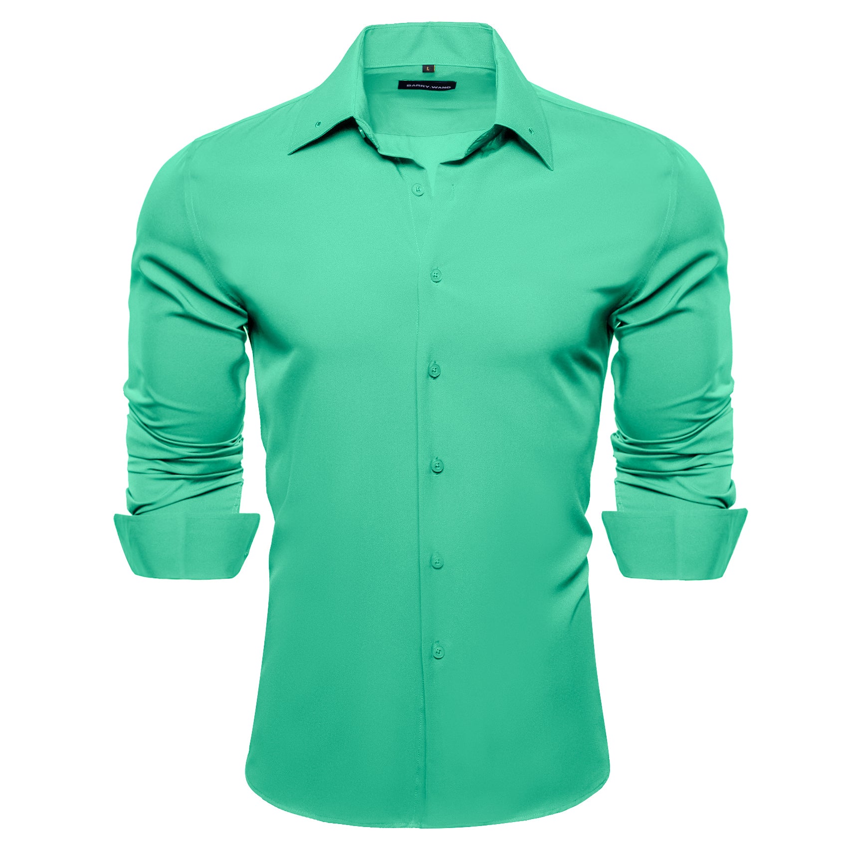 Barry.wang Pale Green Solid Silk Shirt