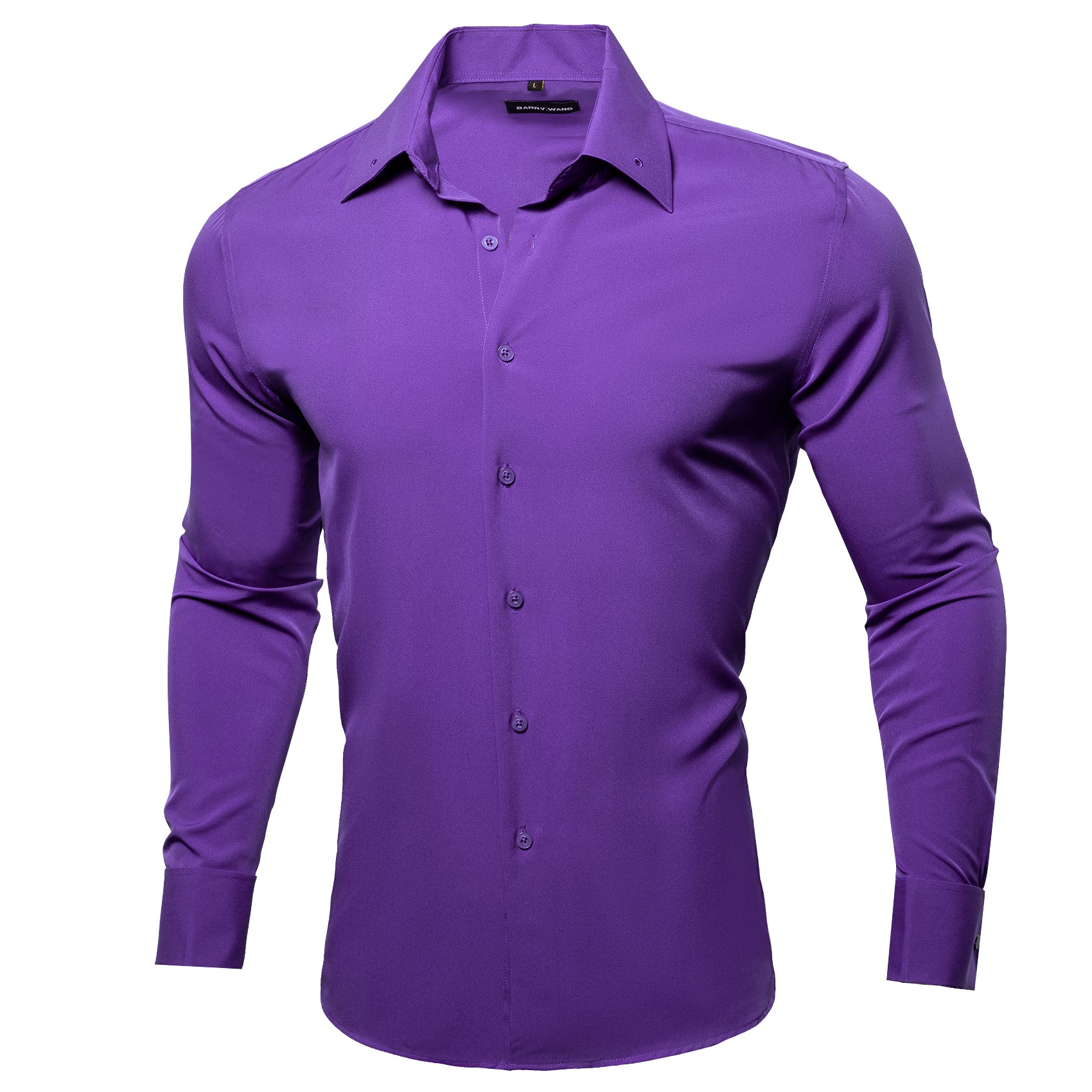 Barry.wang Blueviolet Solid Silk Shirt