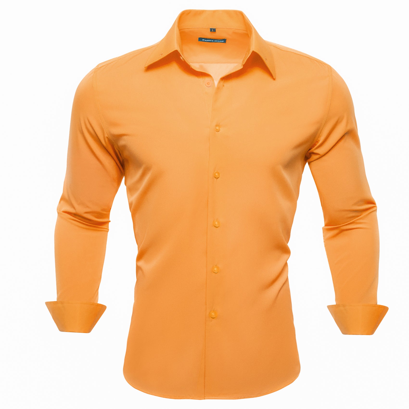 Barry.wang Dark Orange Solid Silk Shirt