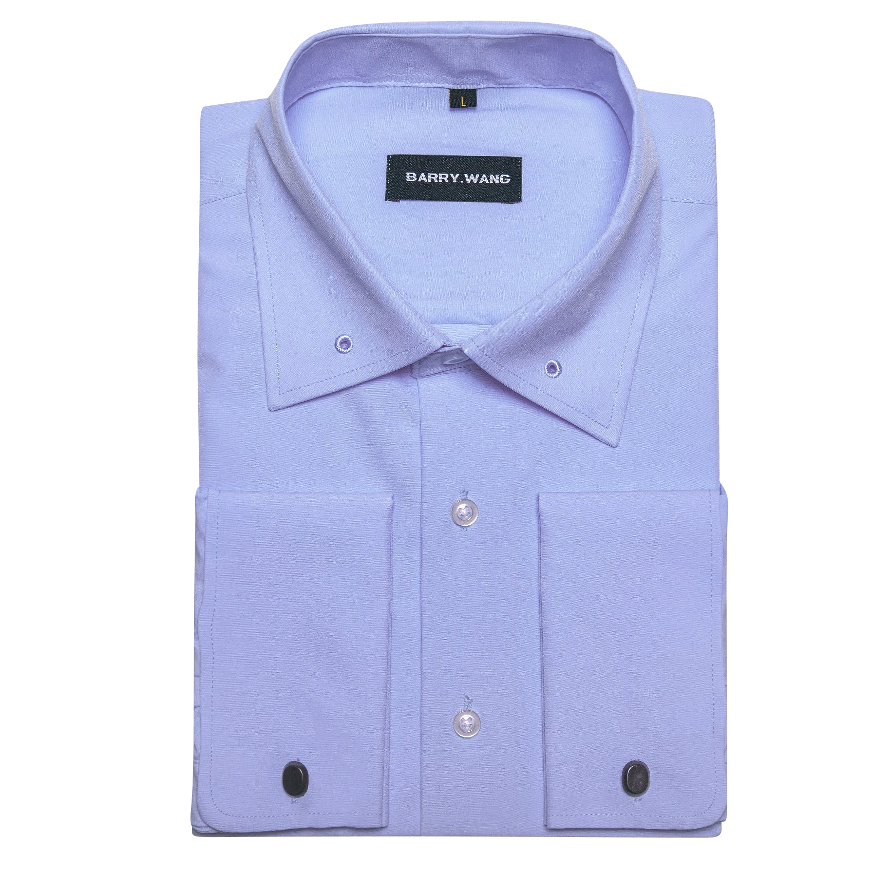 Barry.wang Medium Purple Solid Silk Shirt with Collar Pin