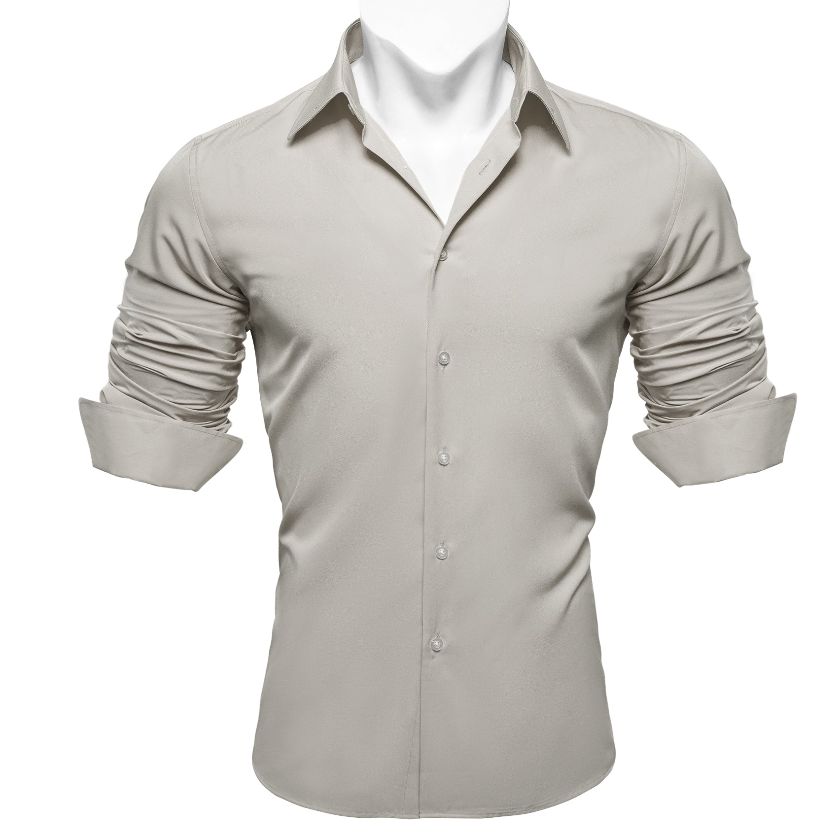 Barry.wang Light Grey Solid Silk Shirt