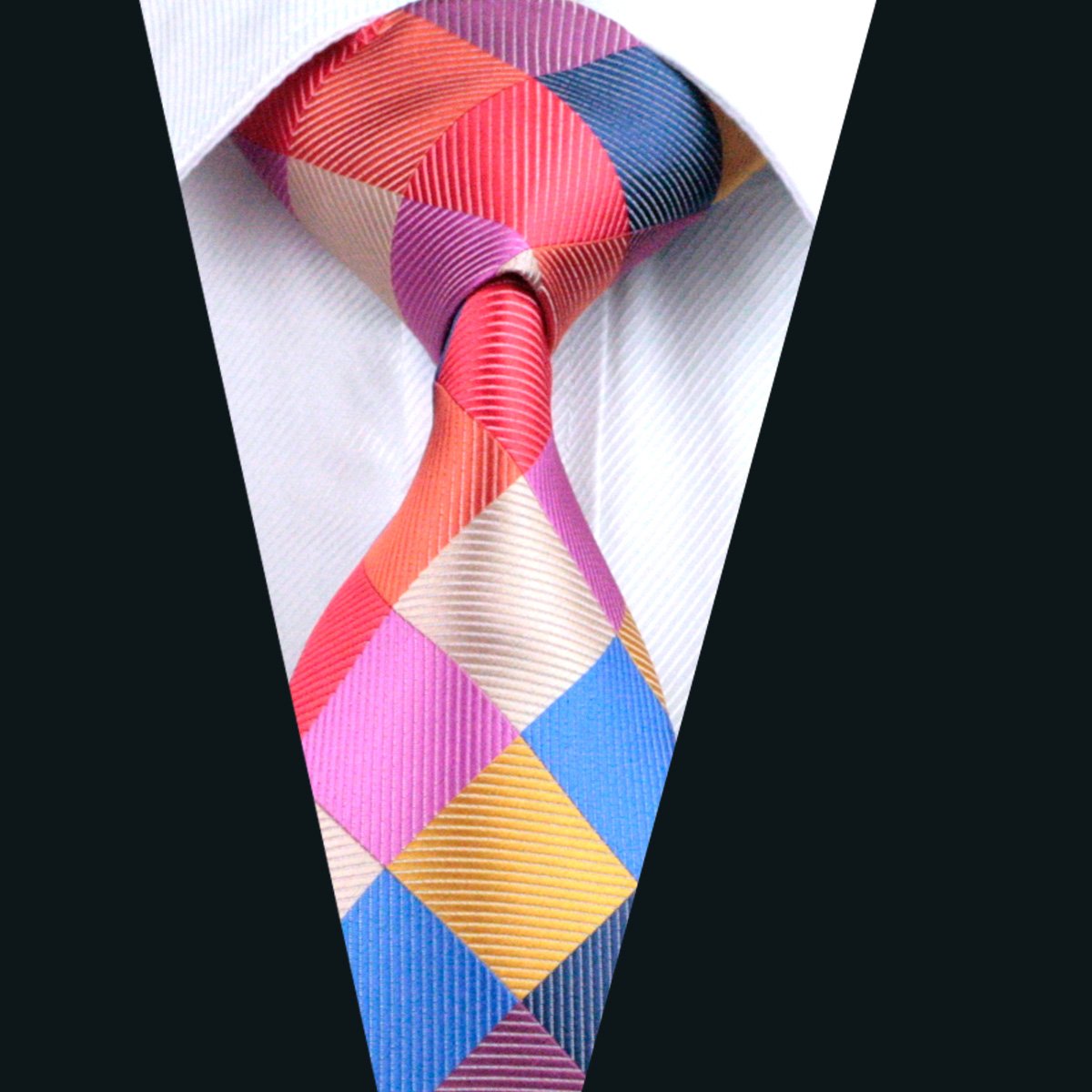 Red Blue Plaid Tie Pocket Square Cufflinks Set - barry-wang