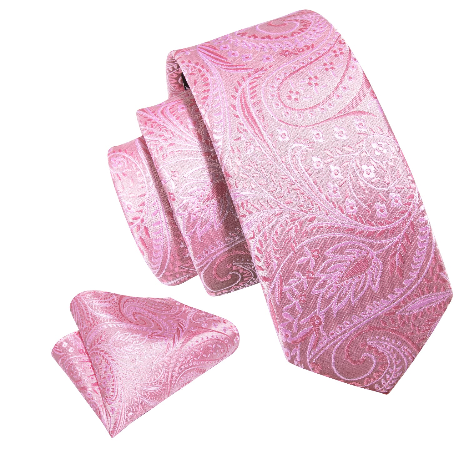 Barry.wang Kids Tie Pink Woven Paisley Children Tie Pocket Square Set