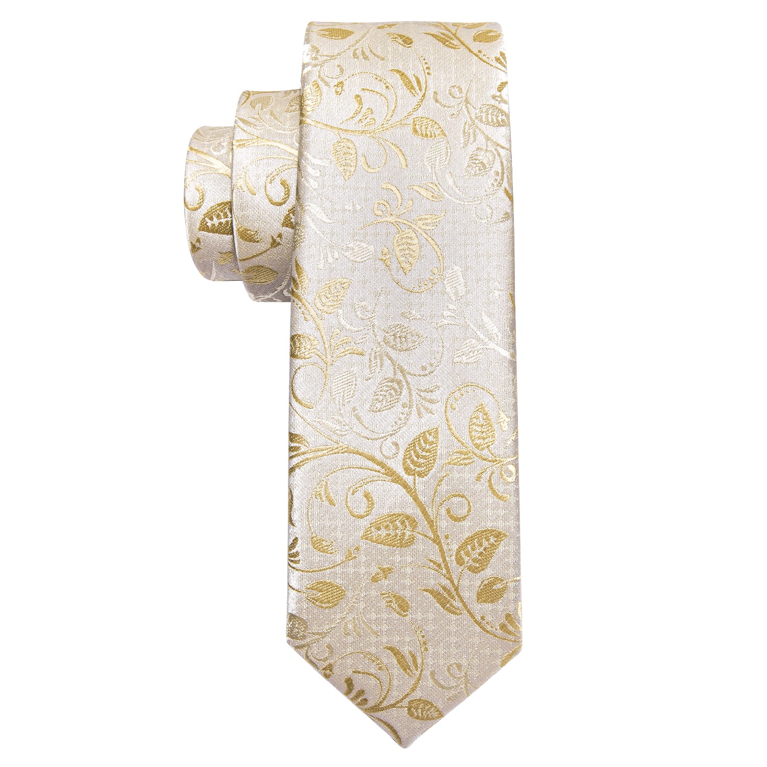 Children Champagne Golden Floral Tie Pocket Square Set