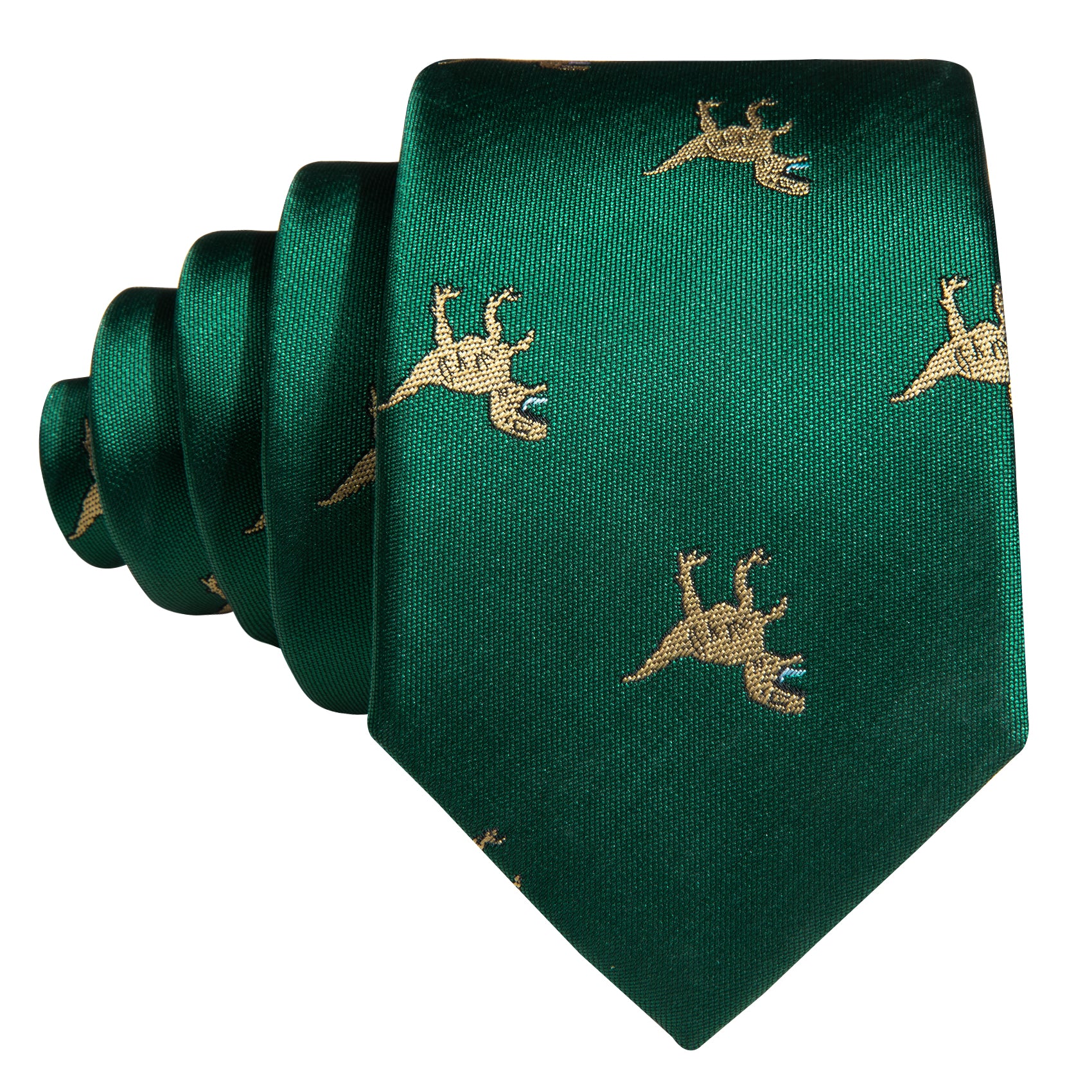 Children Green Dinosaur Tie Pocket Square Set