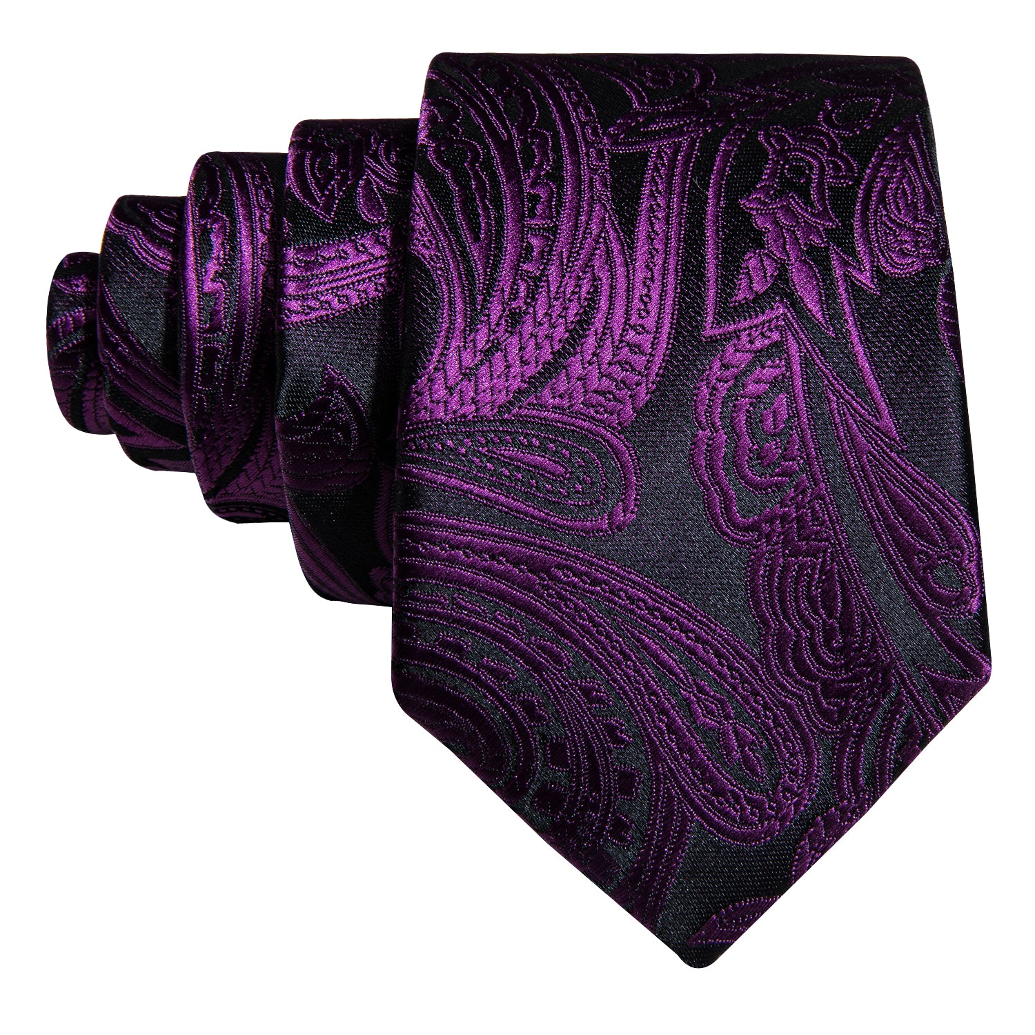 Children Purple Black Paisley Tie Pocket Square Set