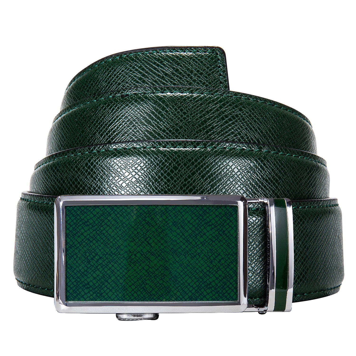 Luxury Green Plaid Metal Buckle Genuine Leather Belt 110cm-160cm