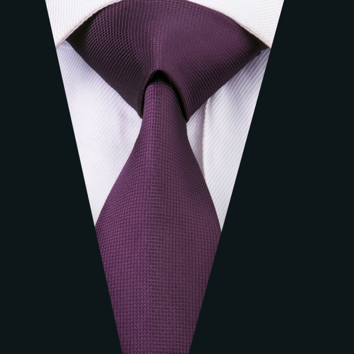 Purple Solid Tie Pocket Square Cufflinks Set - barry-wang