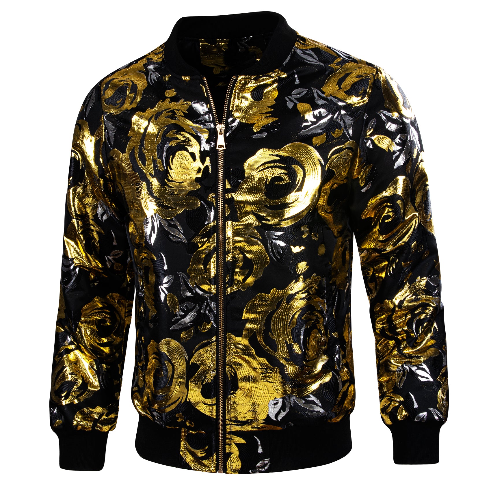 Novetly Gold Black Floral Jacquard Paisley Jacket