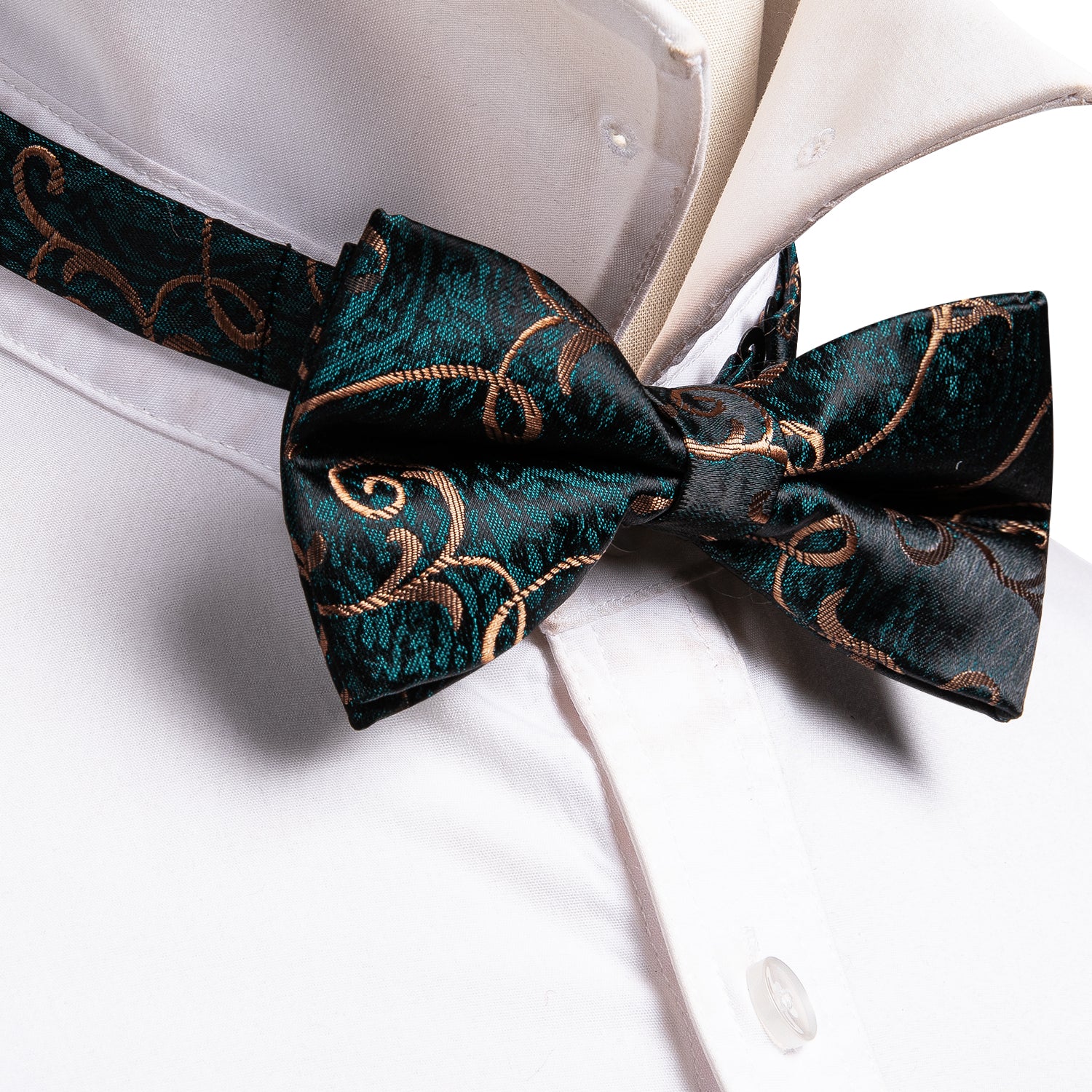 Blue Gold Floral Pre-tied Bow Tie Formal