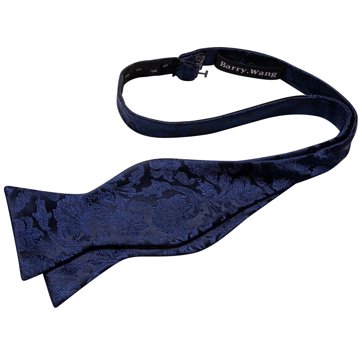 Deep Blue Paisley Silk Self Tie Bow Tie