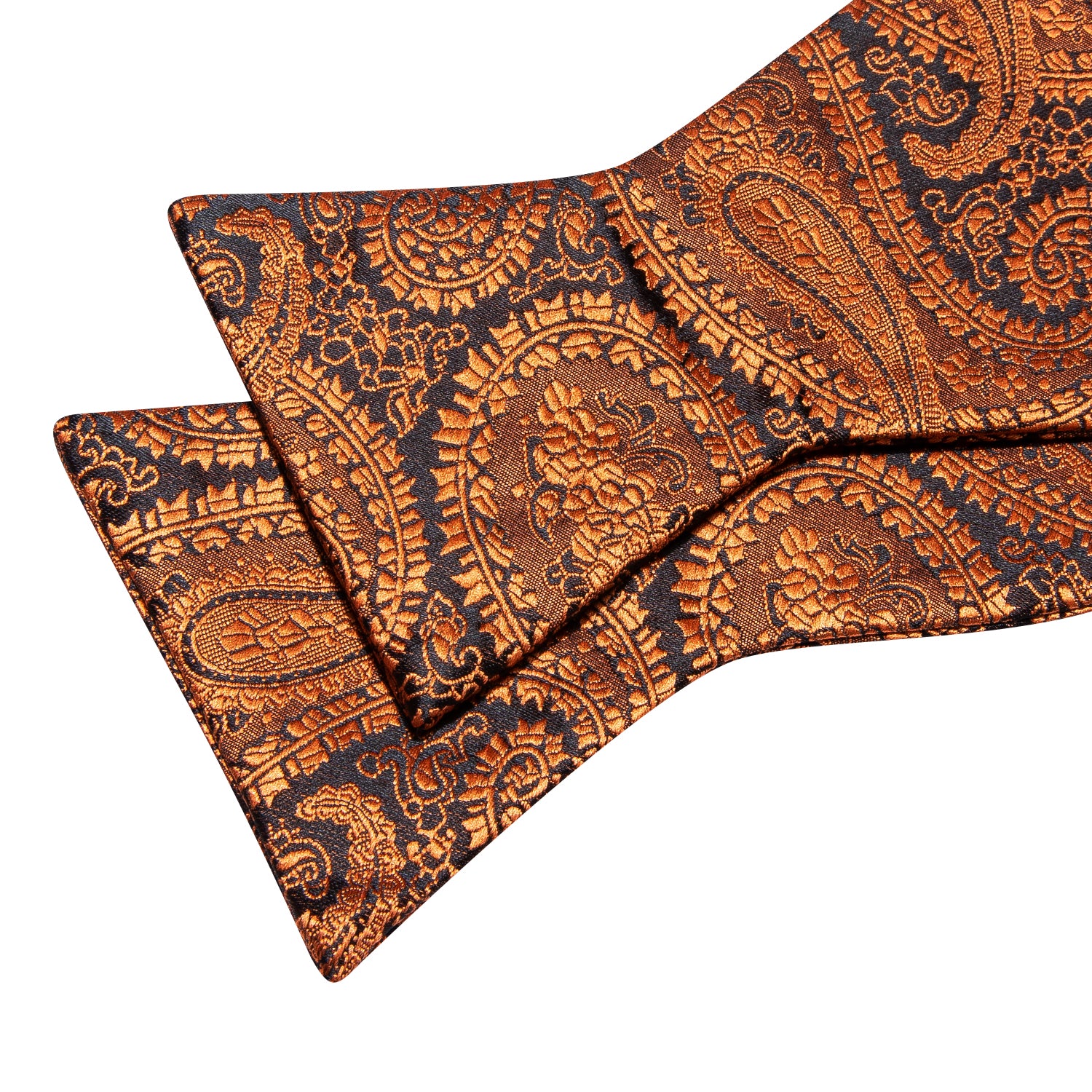 Brown Paisley Self Tie Bow Tie Hanky Cufflinks Set