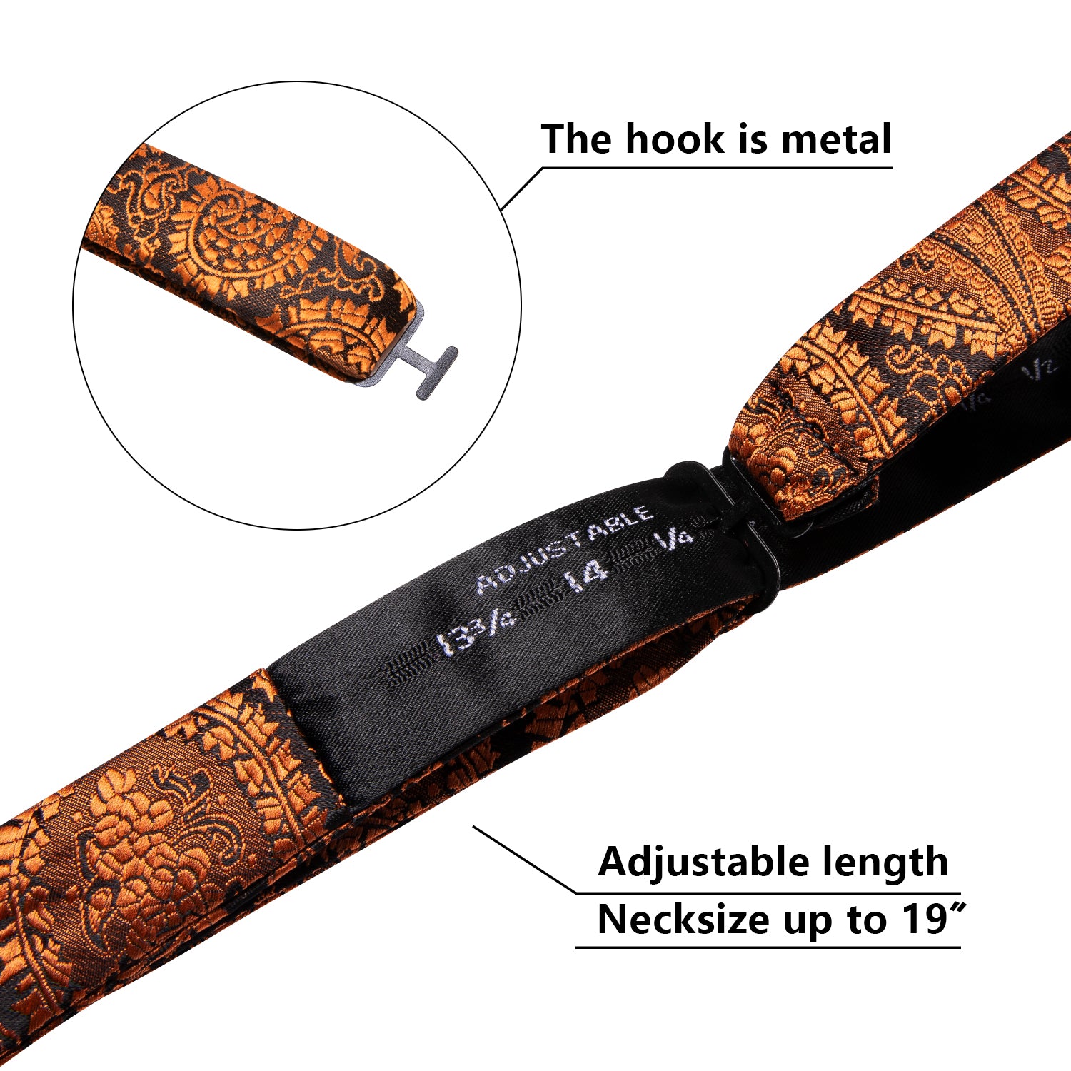 Brown Paisley Self Tie Bow Tie Hanky Cufflinks Set