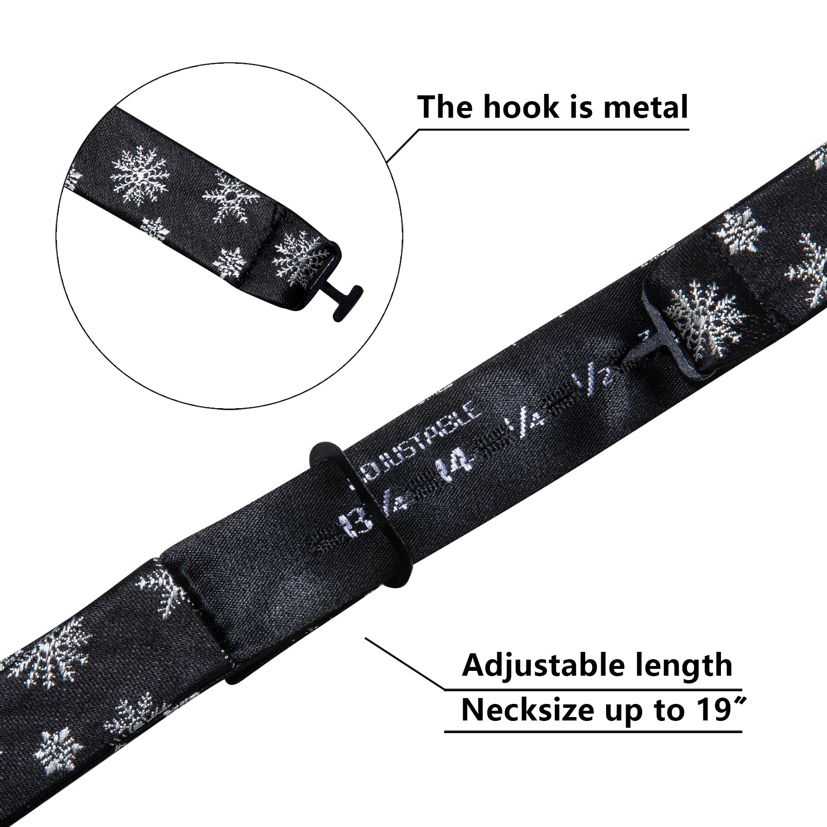 Christmas Black Snowflake Silk Self Tie Bow Tie Hanky Cufflinks Set