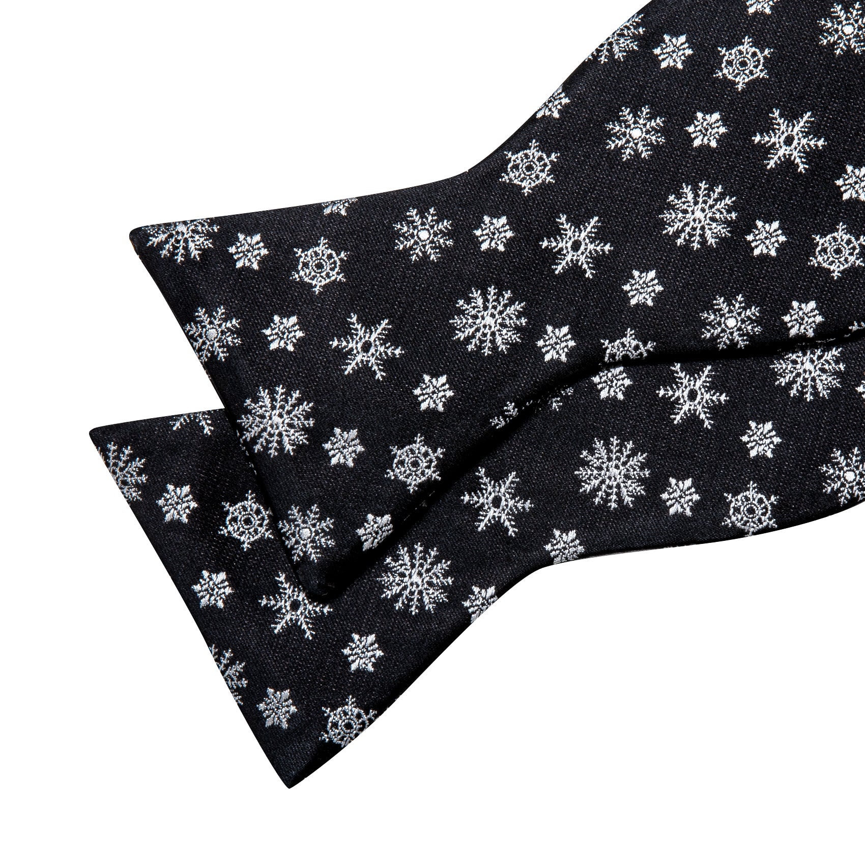 Christmas Black Snowflake Silk Self Tie Bow Tie Hanky Cufflinks Set