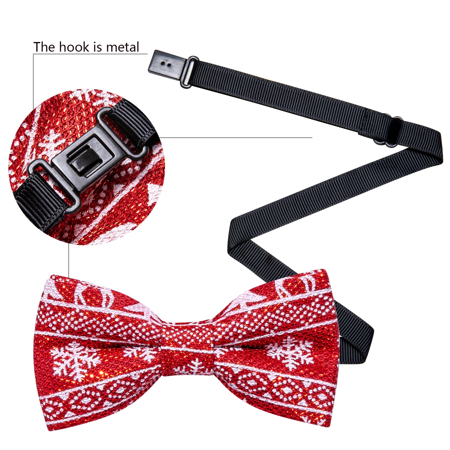 Fashion Red White Christmas Silk Pre-tied Bow Tie