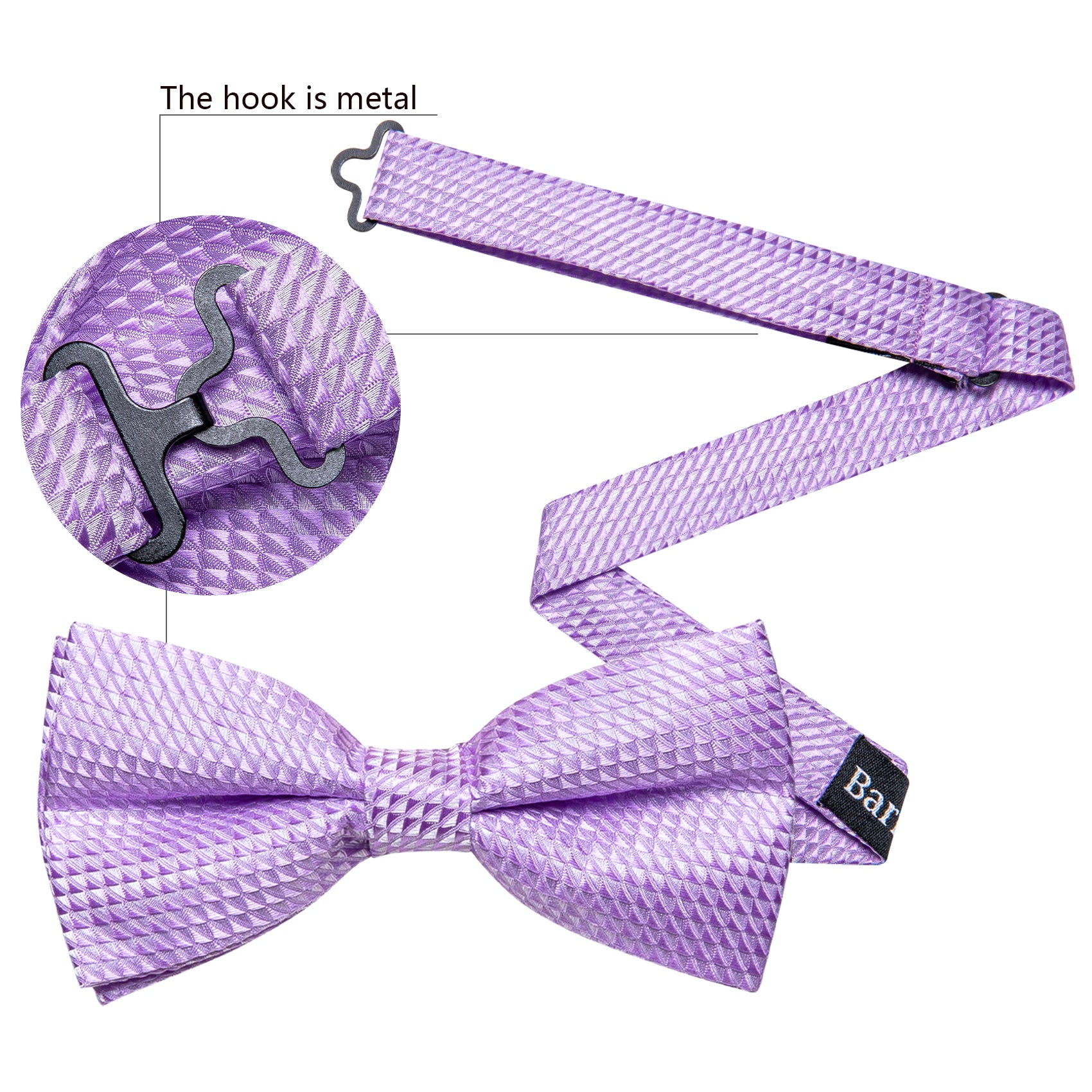 Purple Plaid Pre-tied Bow Tie Hanky Cufflinks Set