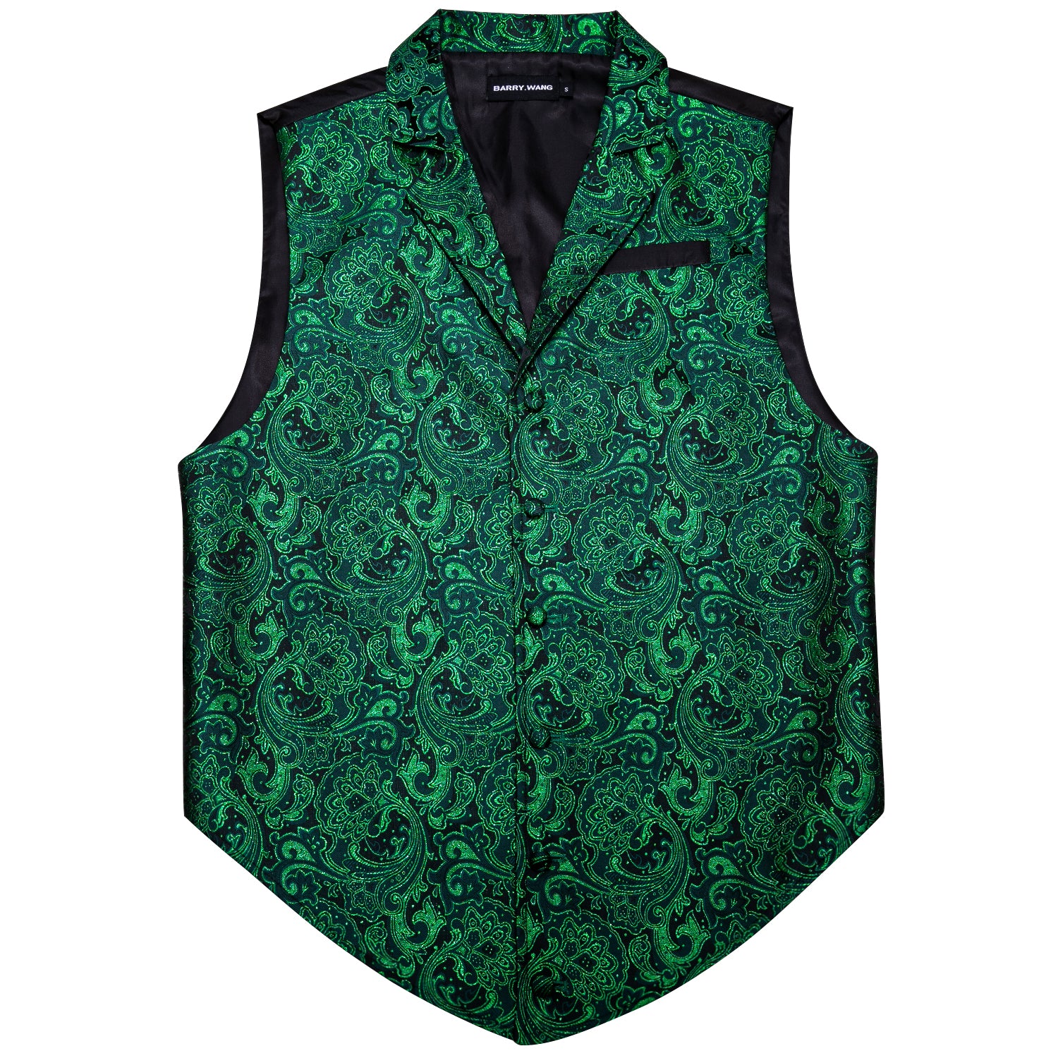 Green Jacquard Floral Silk Vest