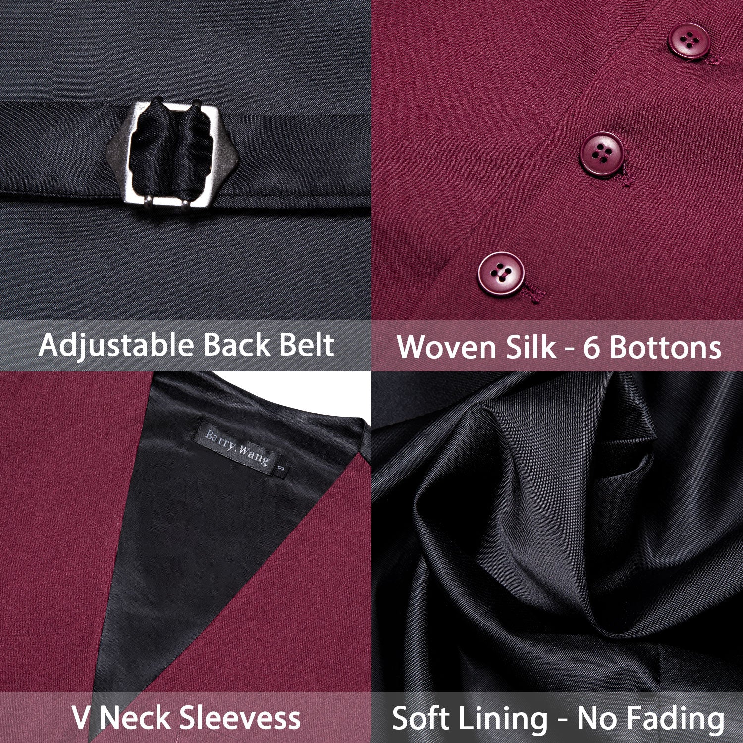 Luxury Men's Novelty Red Solid Silk Vest