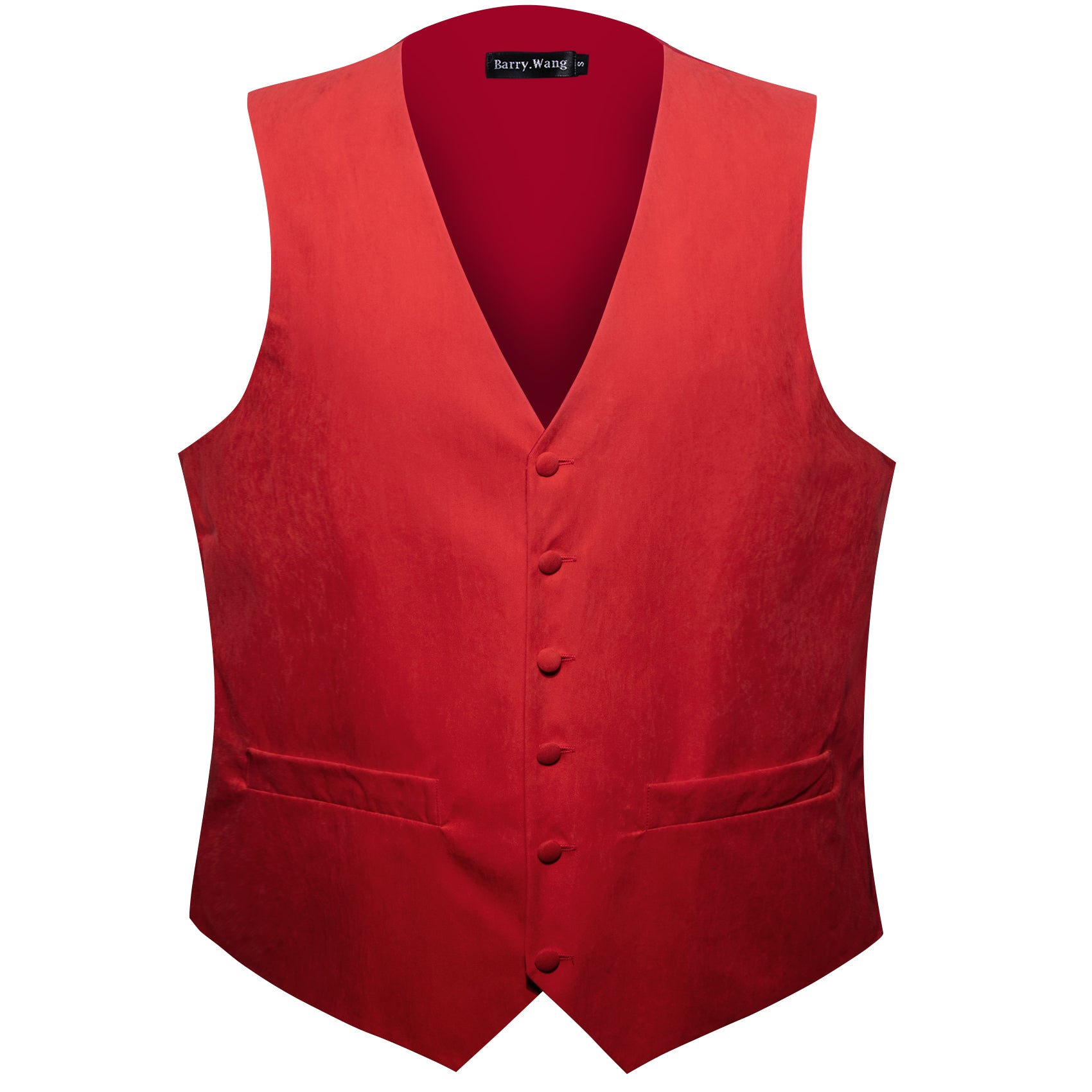 Barry.wang Men's Vest Red Solid Silk Waistcoat Vest for Business