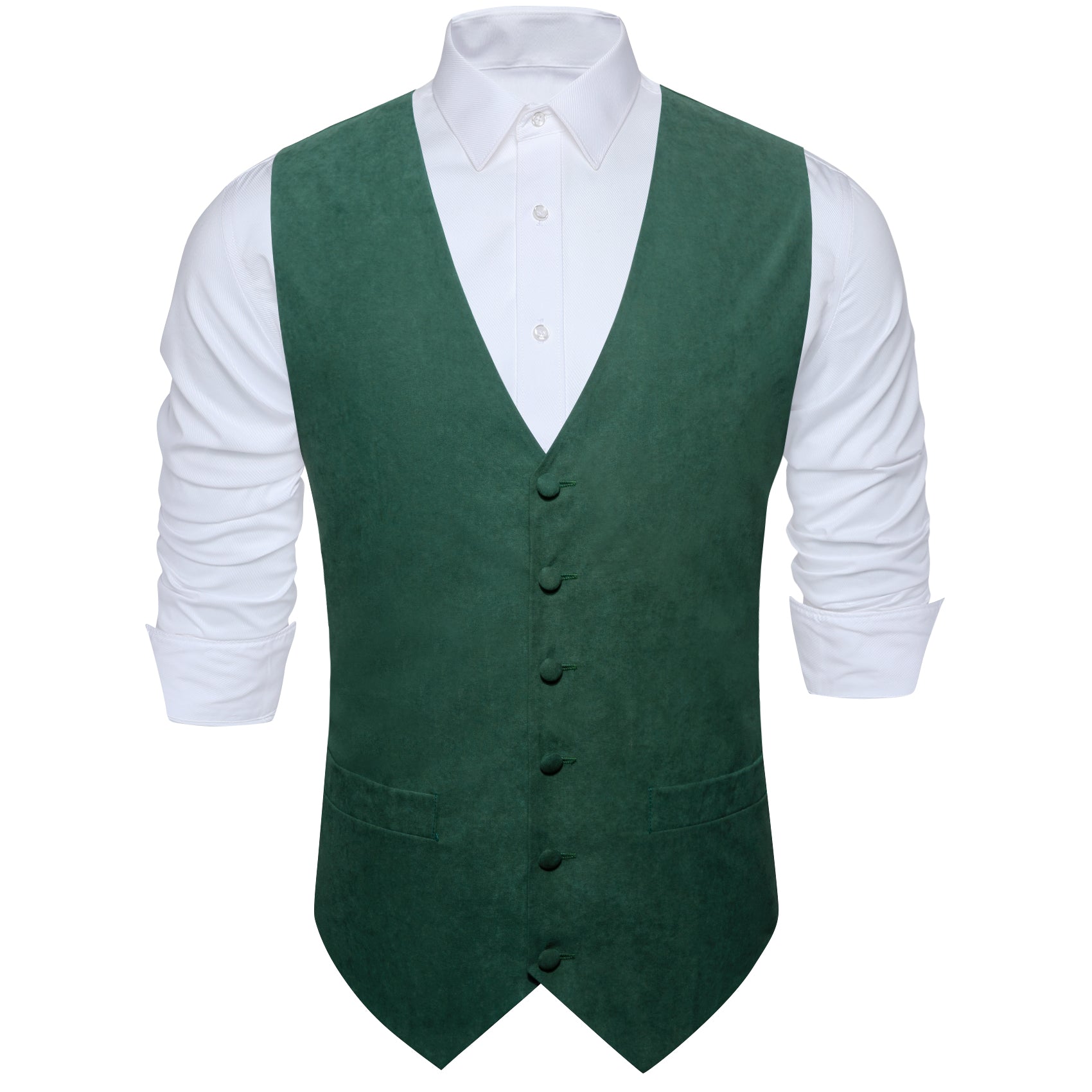 Men's Emerald Black Solid Silk V-Neck Waistcoat Vest