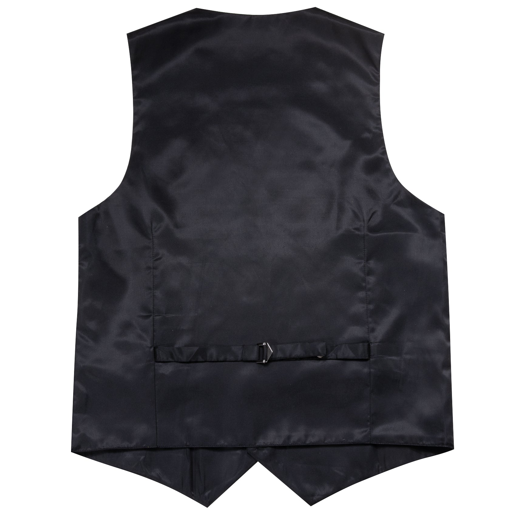 Men's Black Solid Silk V-Neck Waistcoat Vest