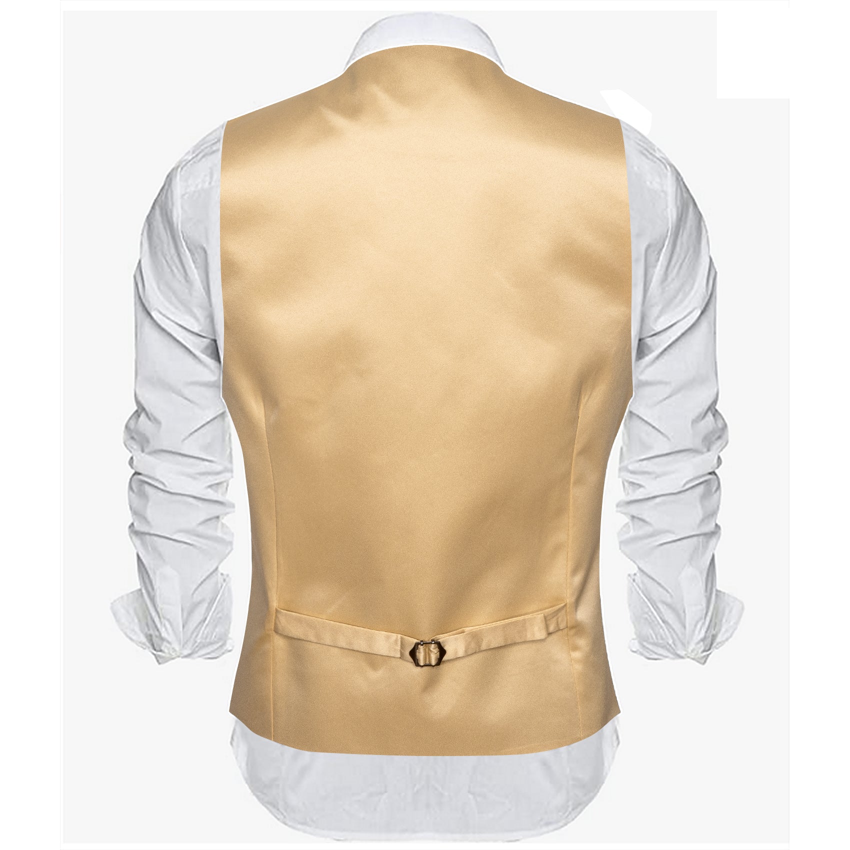 Fashionable Gold Solid Silk Waistcoat Vest for Business