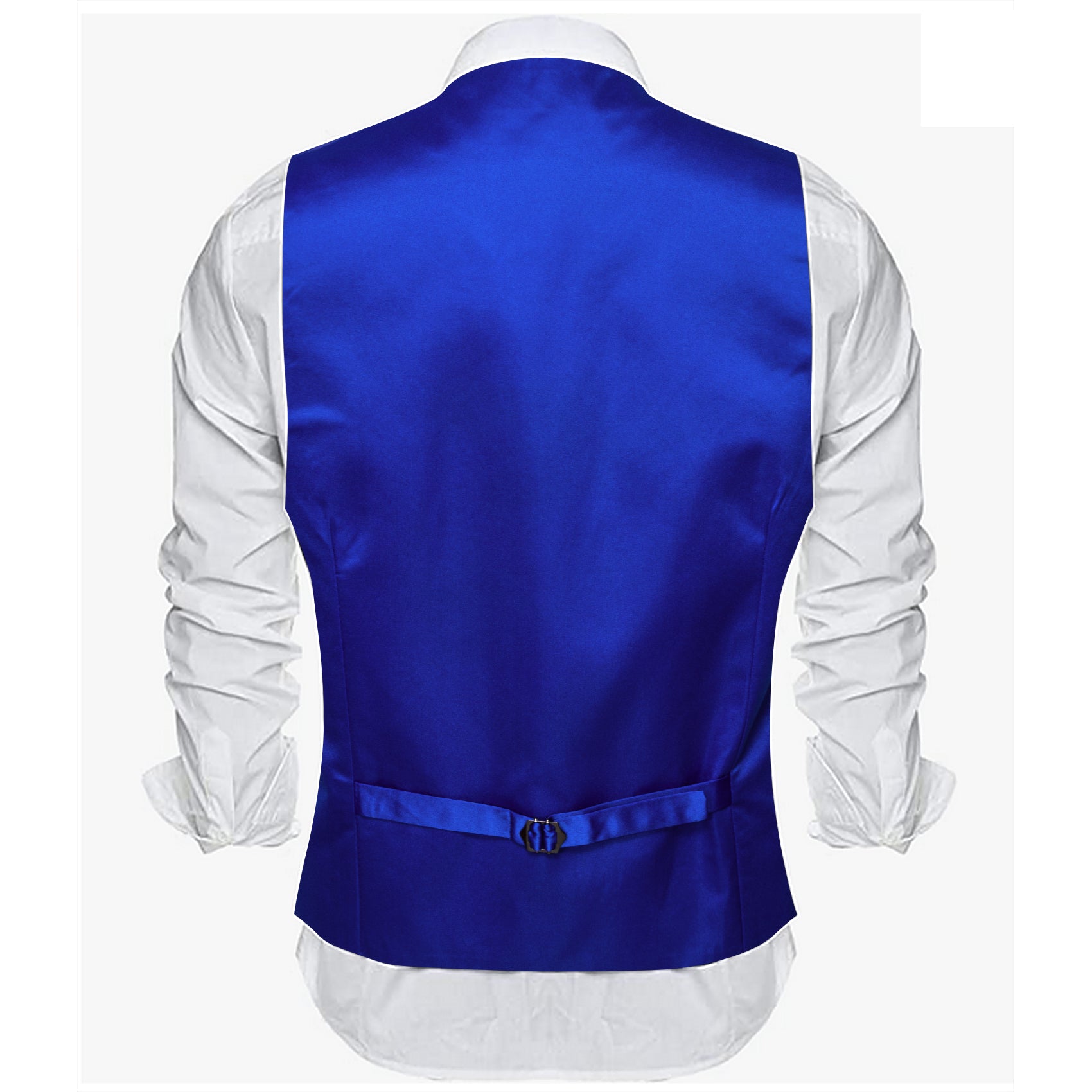 Shining Blue Solid Silk Waistcoat Vest for Business