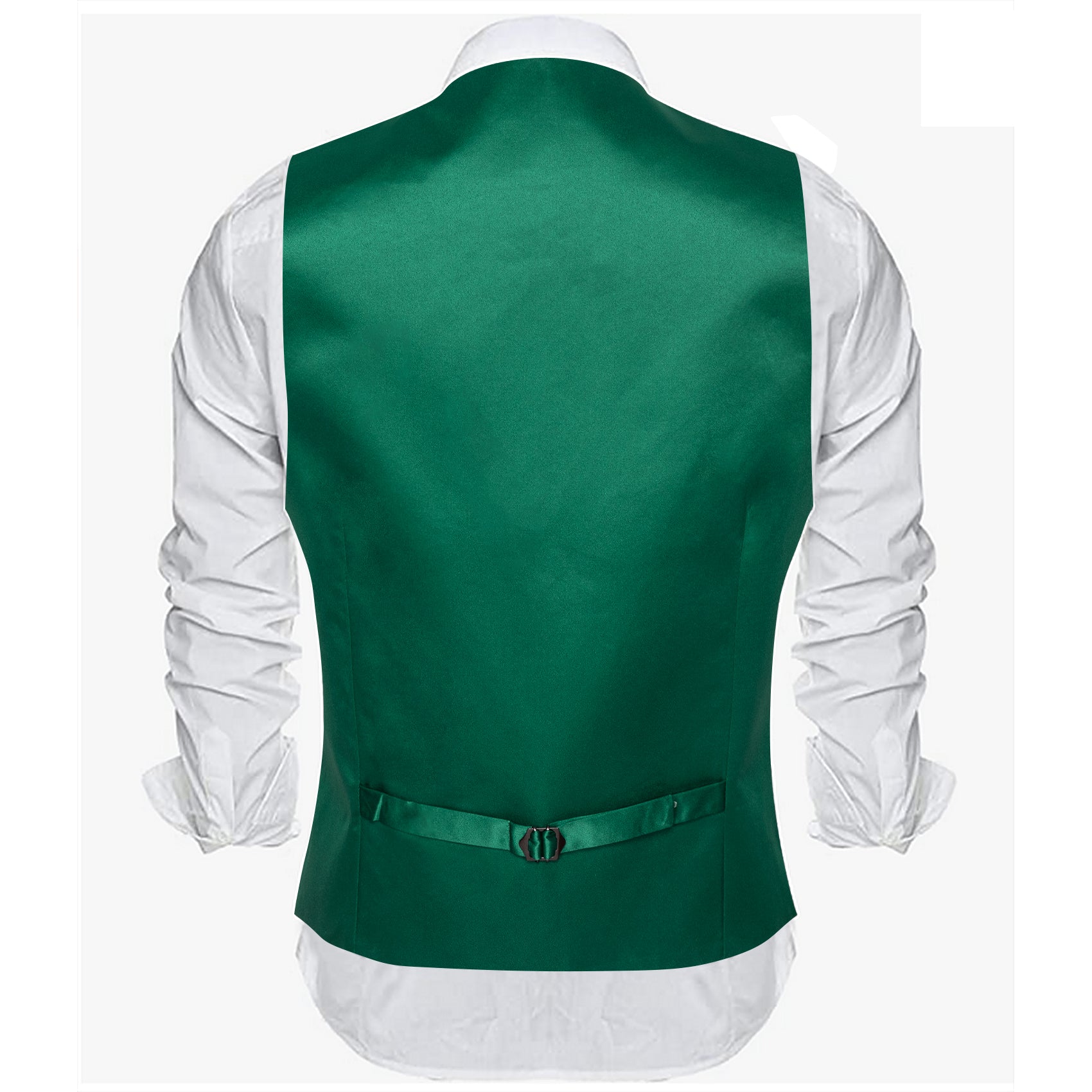 New Green Solid Silk Waistcoat Vest for Business