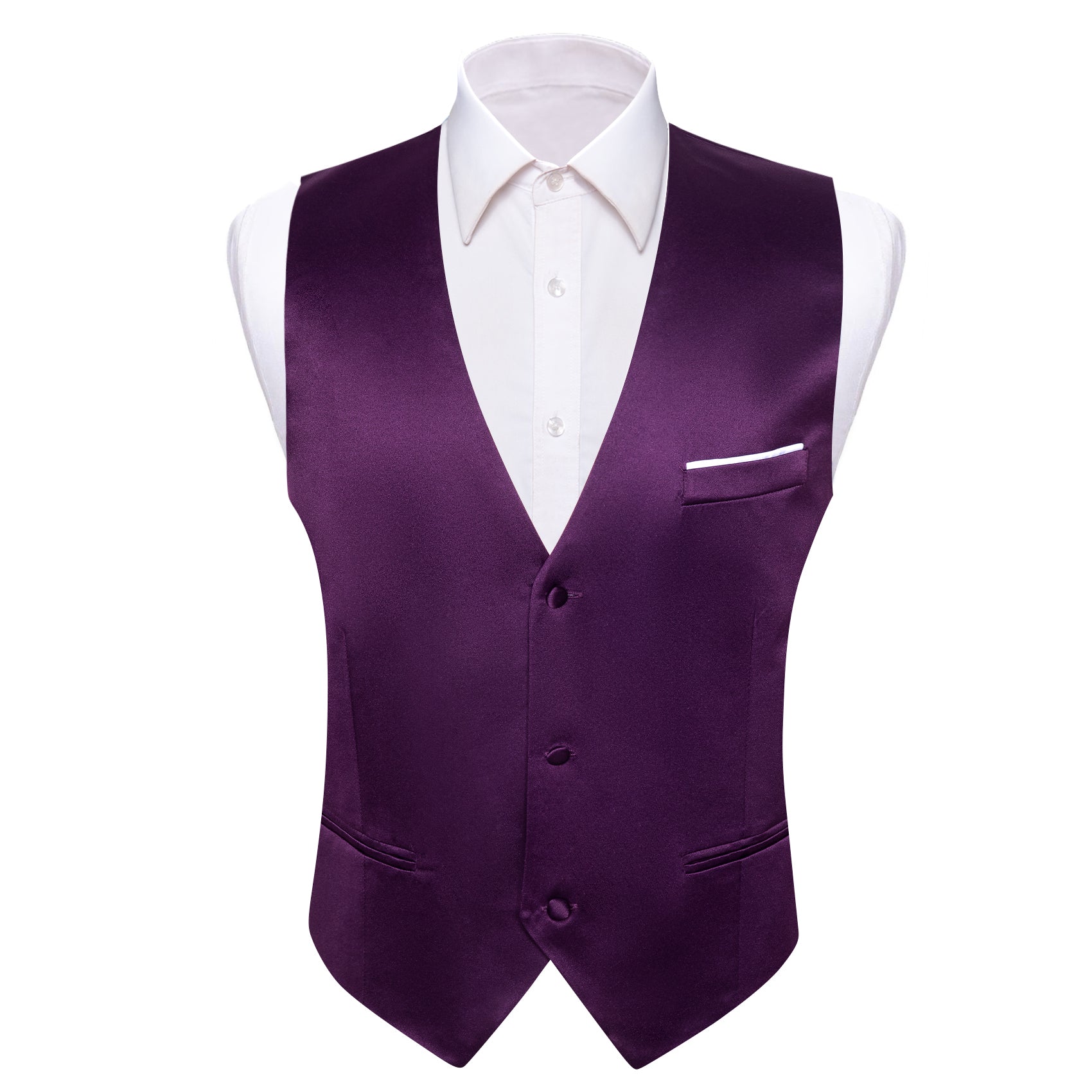 Luxury Purple Solid Silk Waistcoat Vest for Business