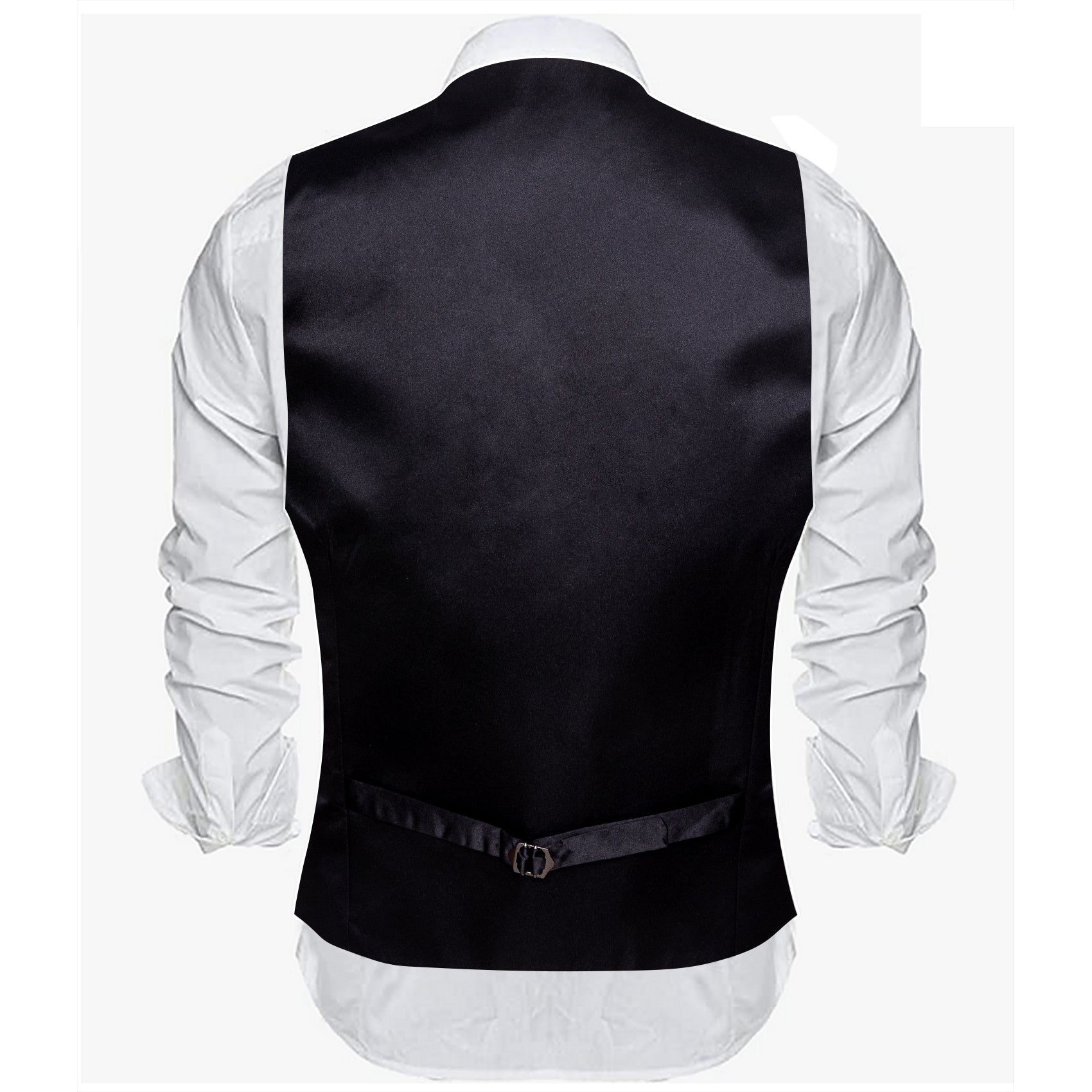 Luxury Black Solid V-Neck Waistcoat Vest for Business