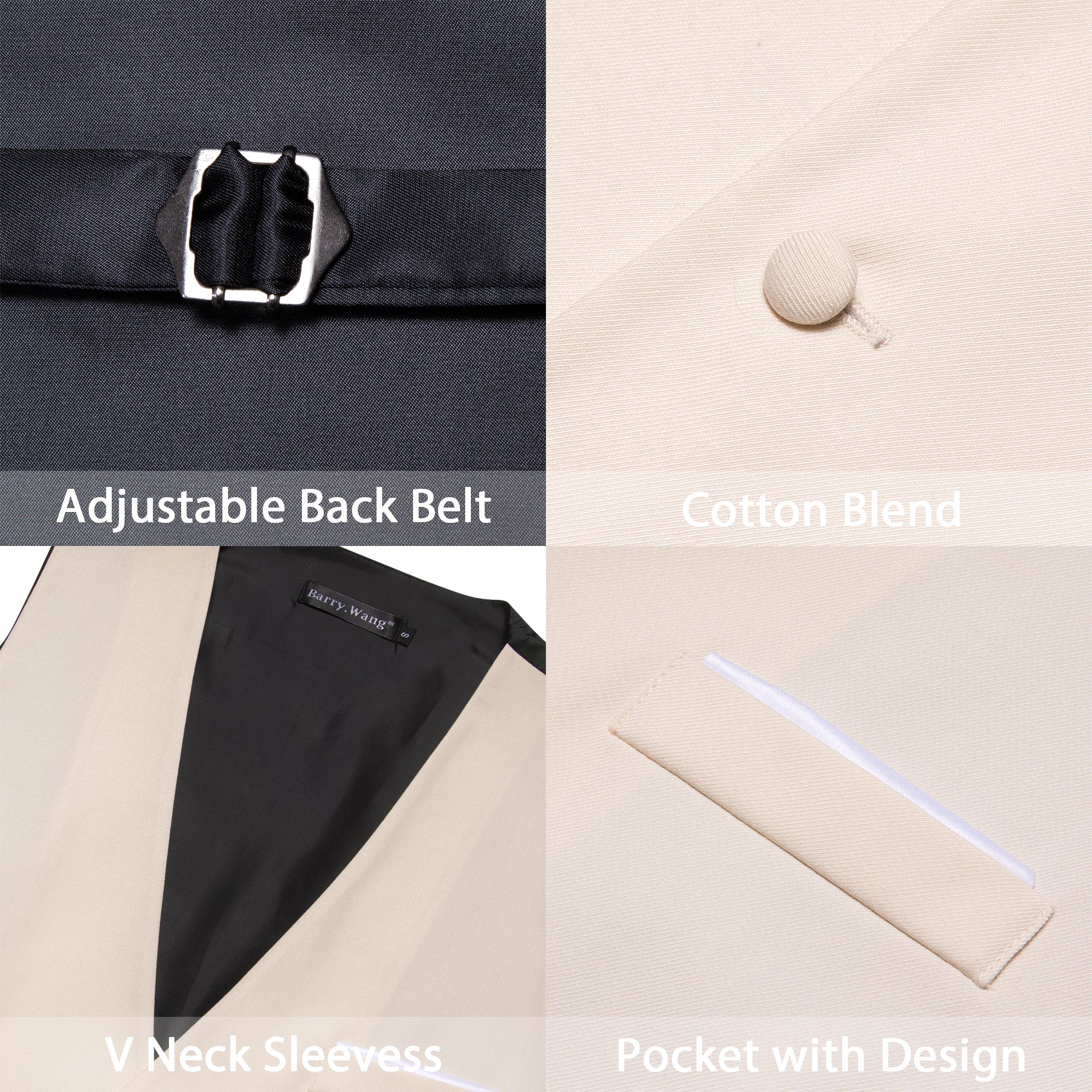 New Cornsilk Solid V-Neck Waistcoat Vest for Business
