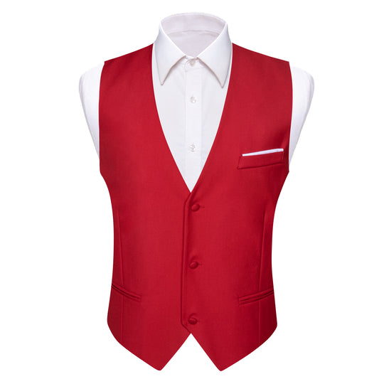 Barry. Wang Red Vest formal Slim Fit Solid Wedding Tuxedo Waistcoat