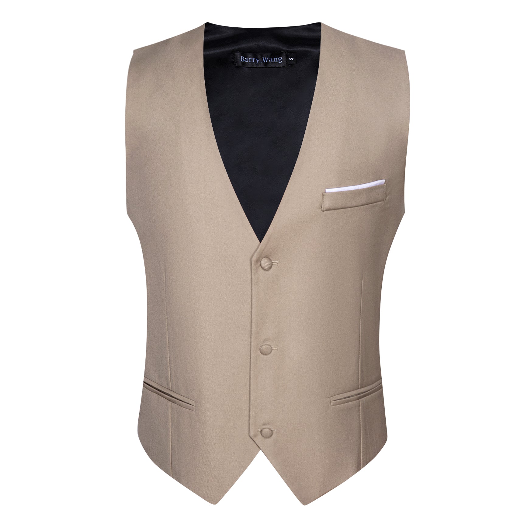 Dark Khaki Solid V-Neck Waistcoat Vest for Business