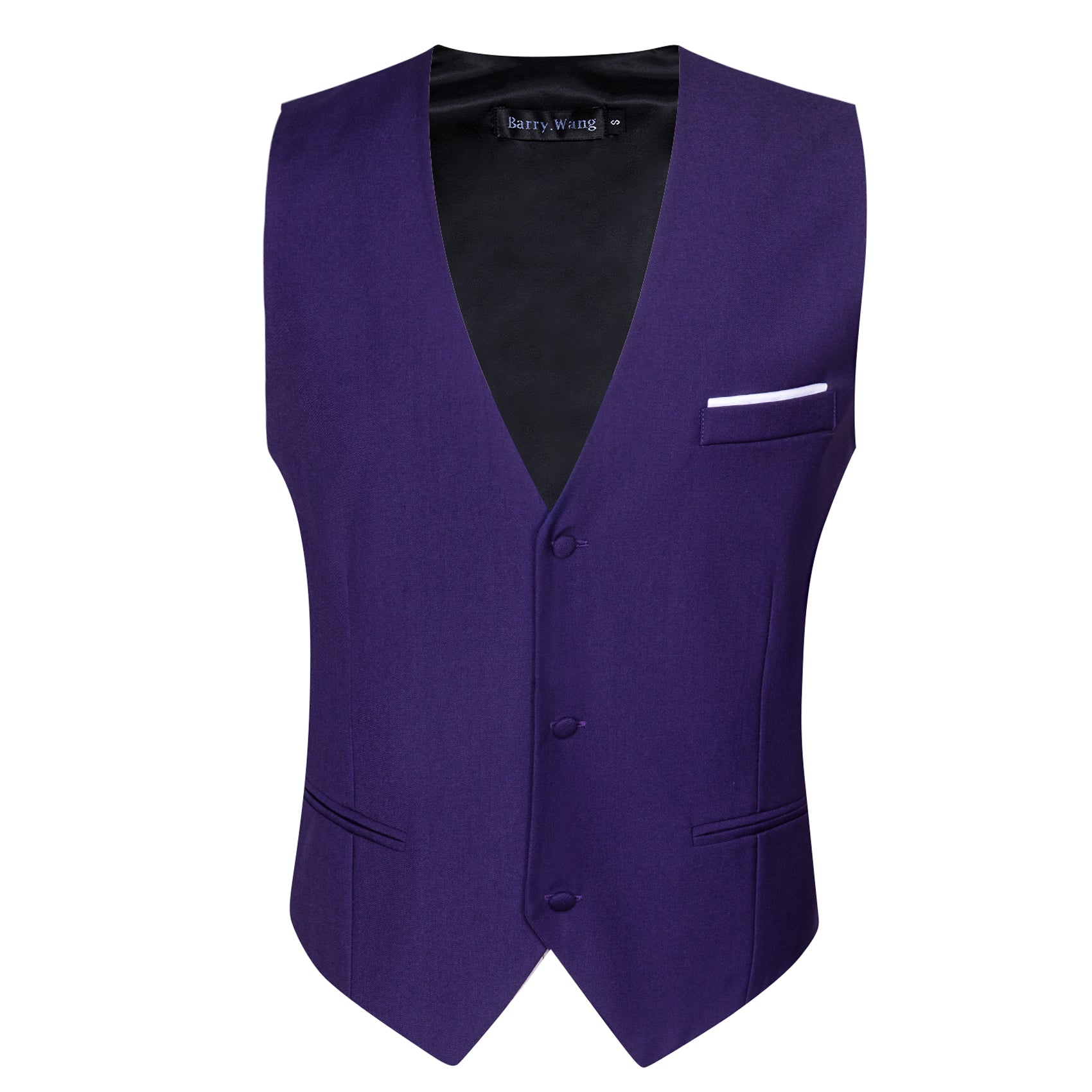 Men's Deep Blue Solid V-Neck Waistcoat Vest for Business