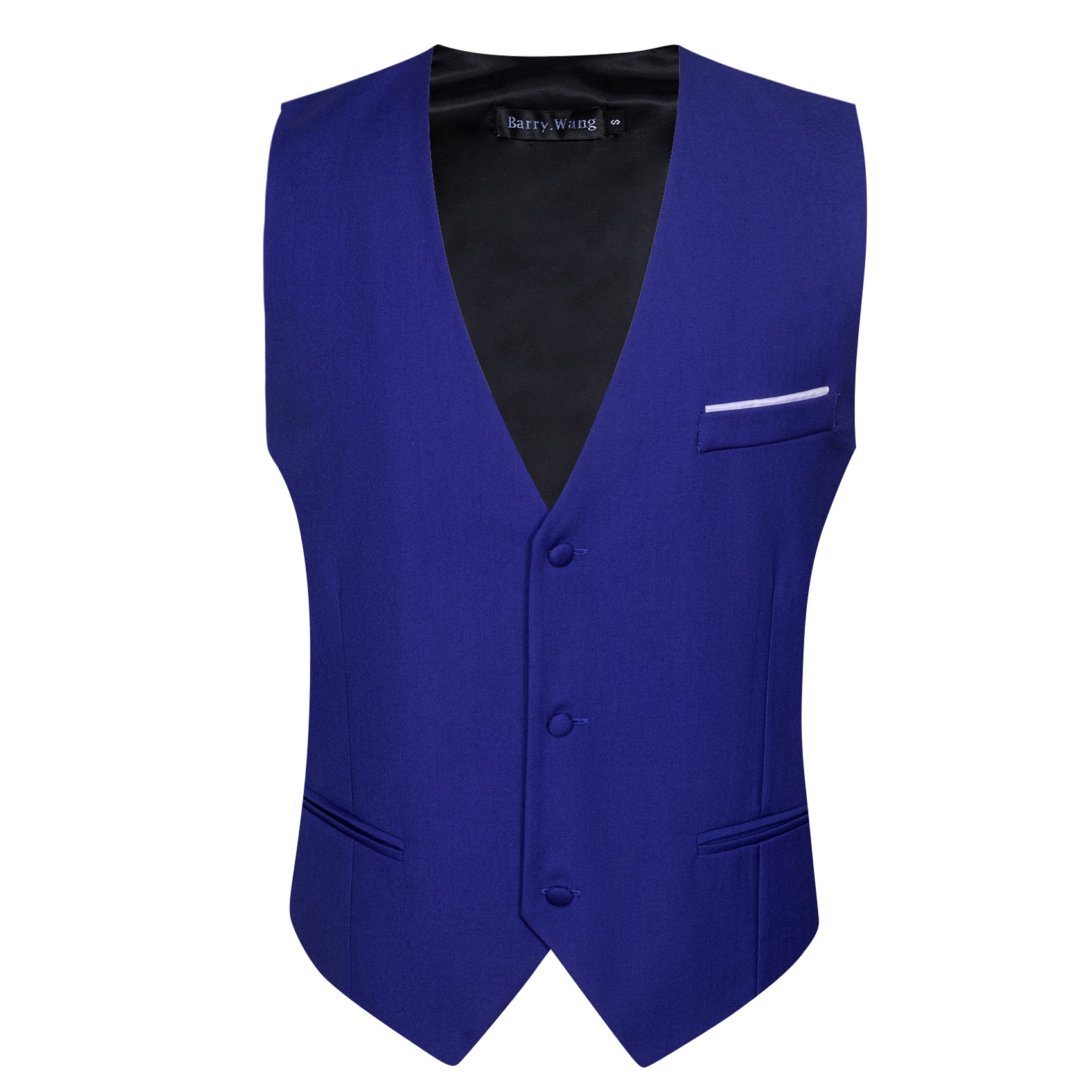 Sapphire Blue Solid V-Neck Waistcoat Vest for Business
