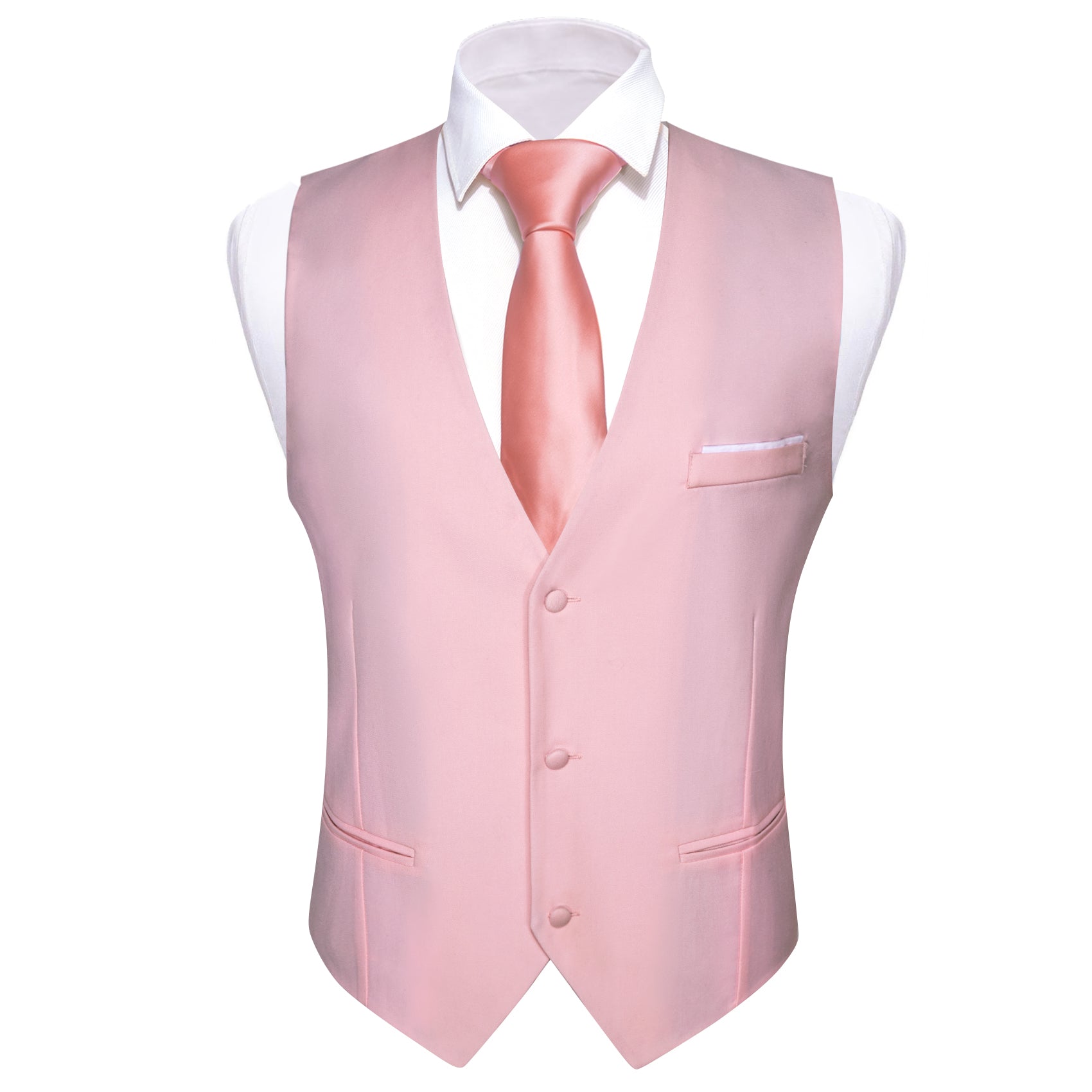 New Men's Pink Solid V-Neck Waistcoat Vest for Business